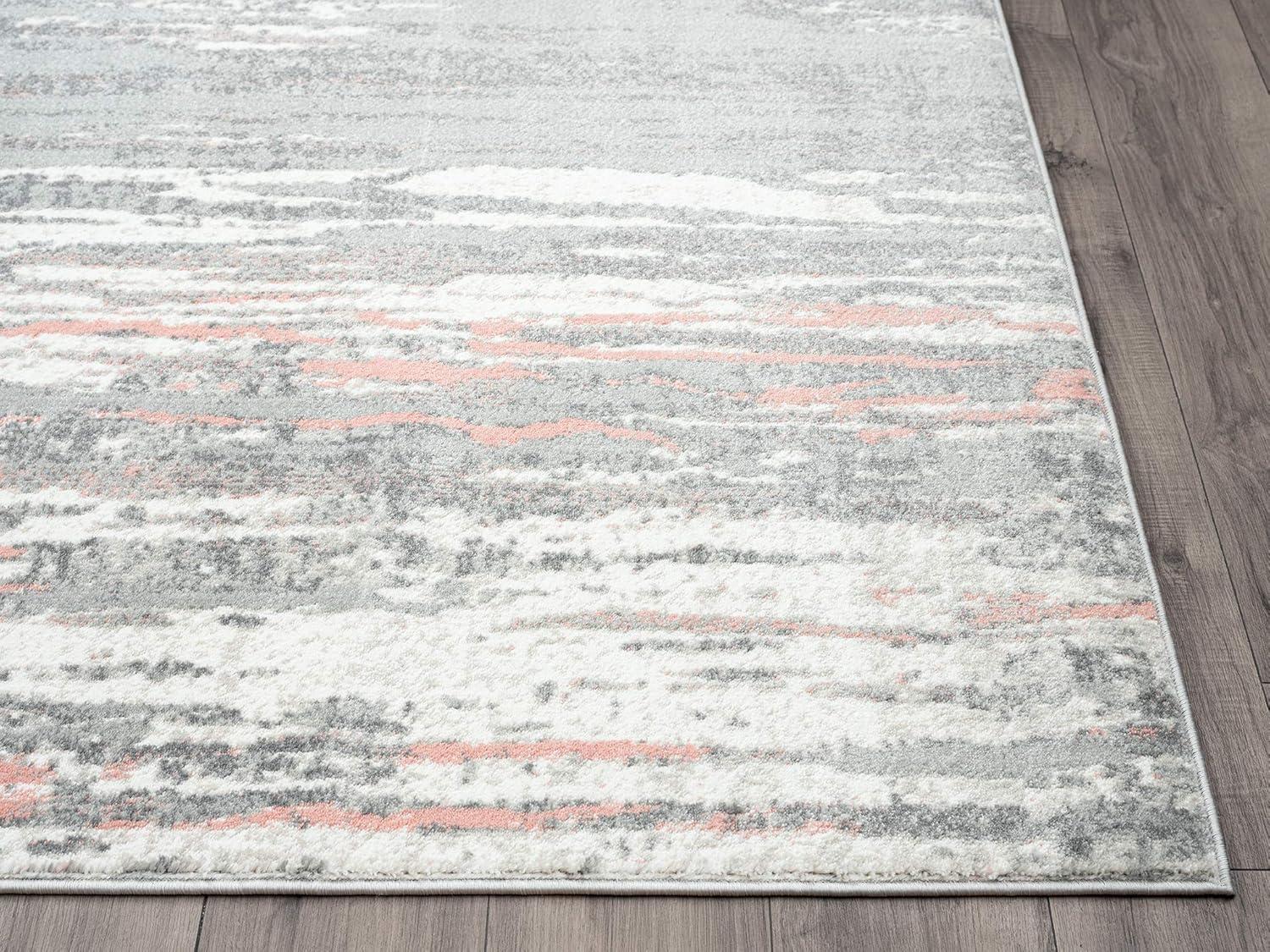 Abani Laguna Grey Pink Drip Lines 4' x 6' 4' x 6'