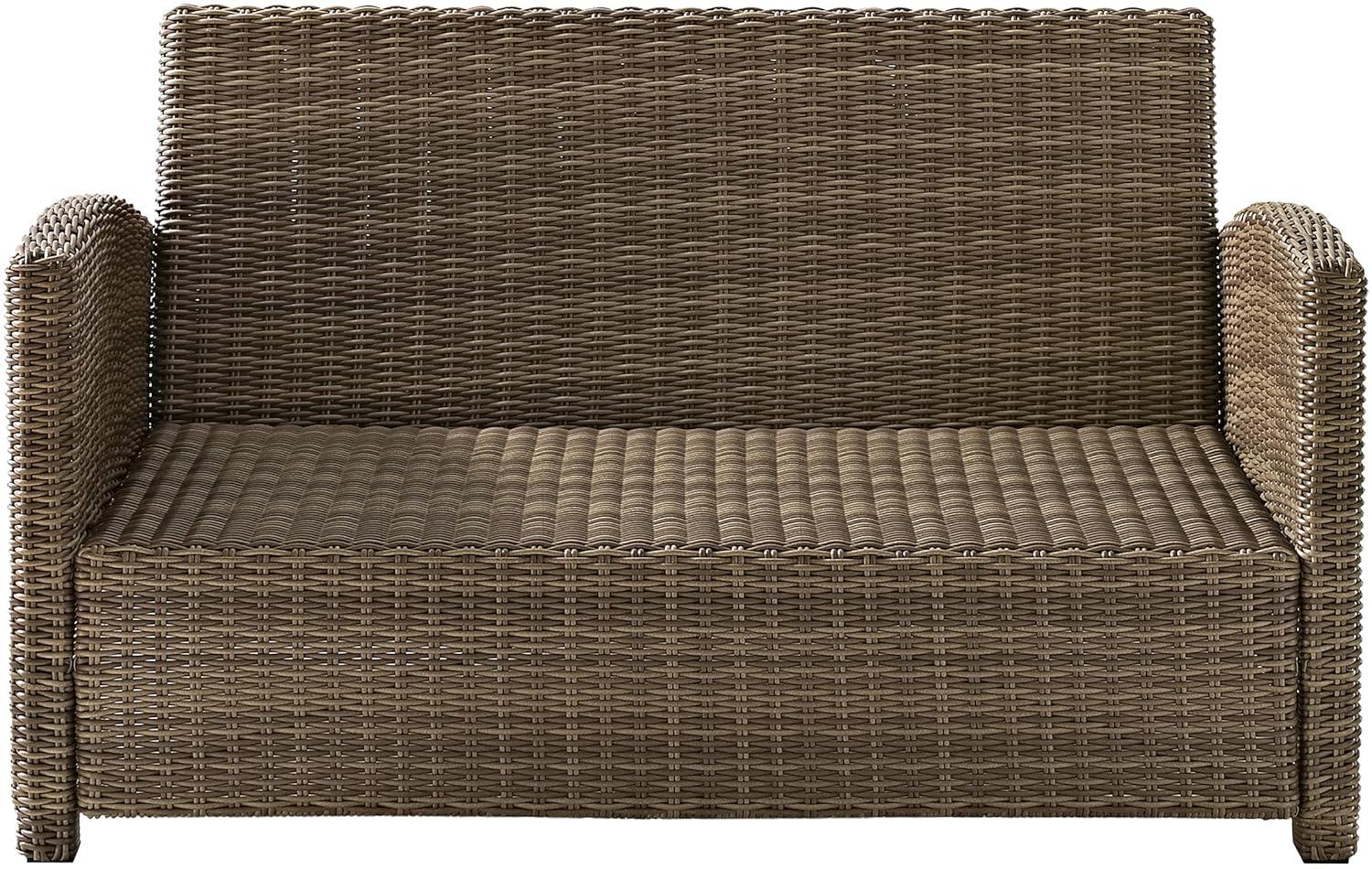 Bradenton Outdoor Wicker Loveseat: Steel Frame, Moisture-Resistant Cushions - Crosley
