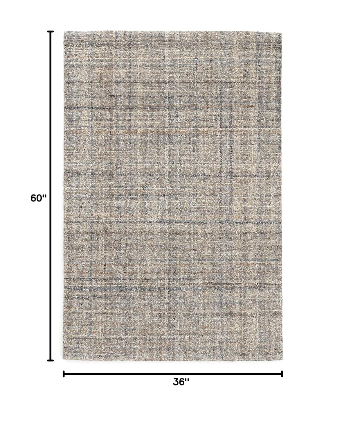 Harris Blue/Brown Hand Micro Hooked Wool Rug