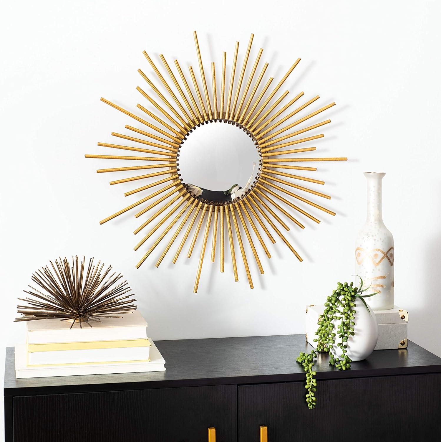 Safavieh Rosaland 24 in. Radiant Lines Round Mirror, Gold Foil