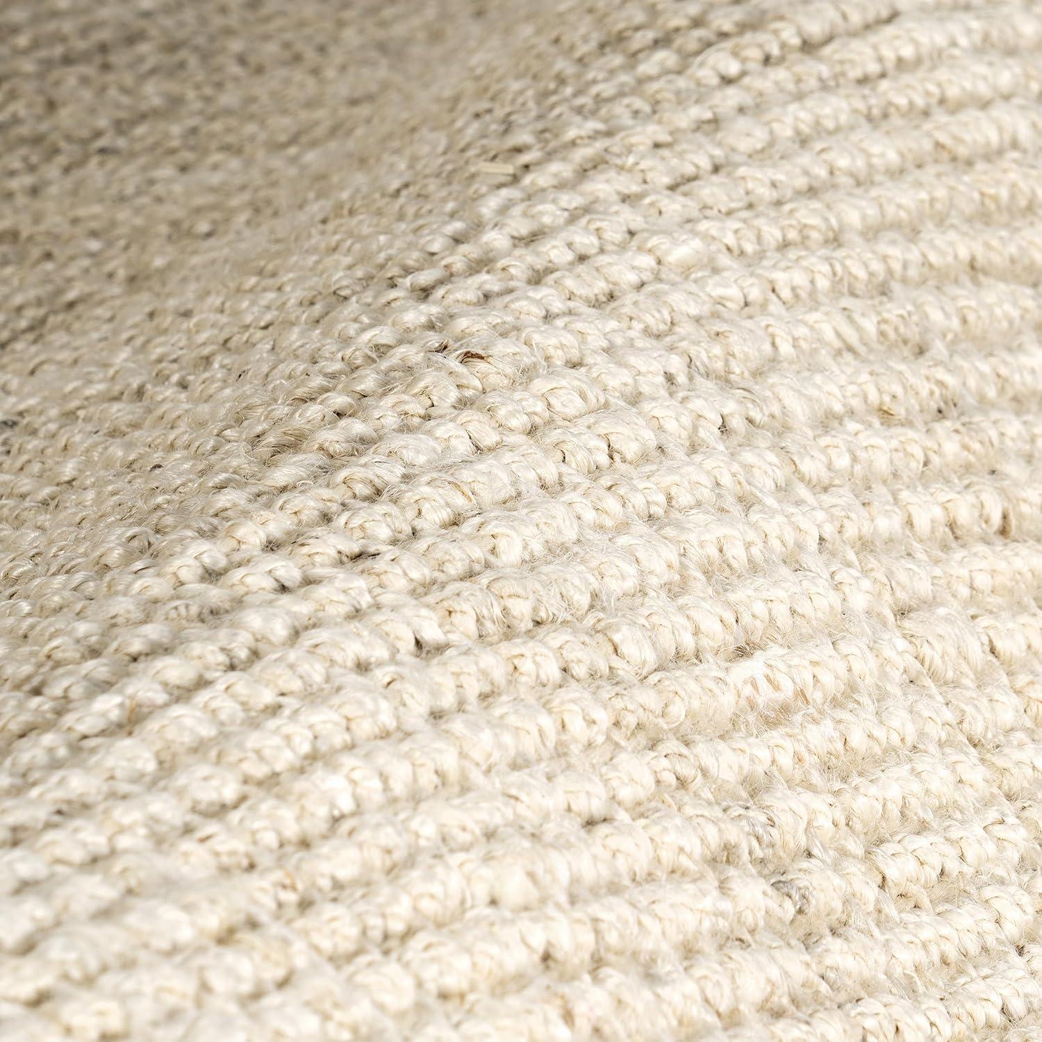 Nuloom 2x6 Daniela Jute Tassel Hand Woven Indoor Area Rug, Off White, Solid Chunky Farmhouse Design, Natural Fiber BedroomLiving Room