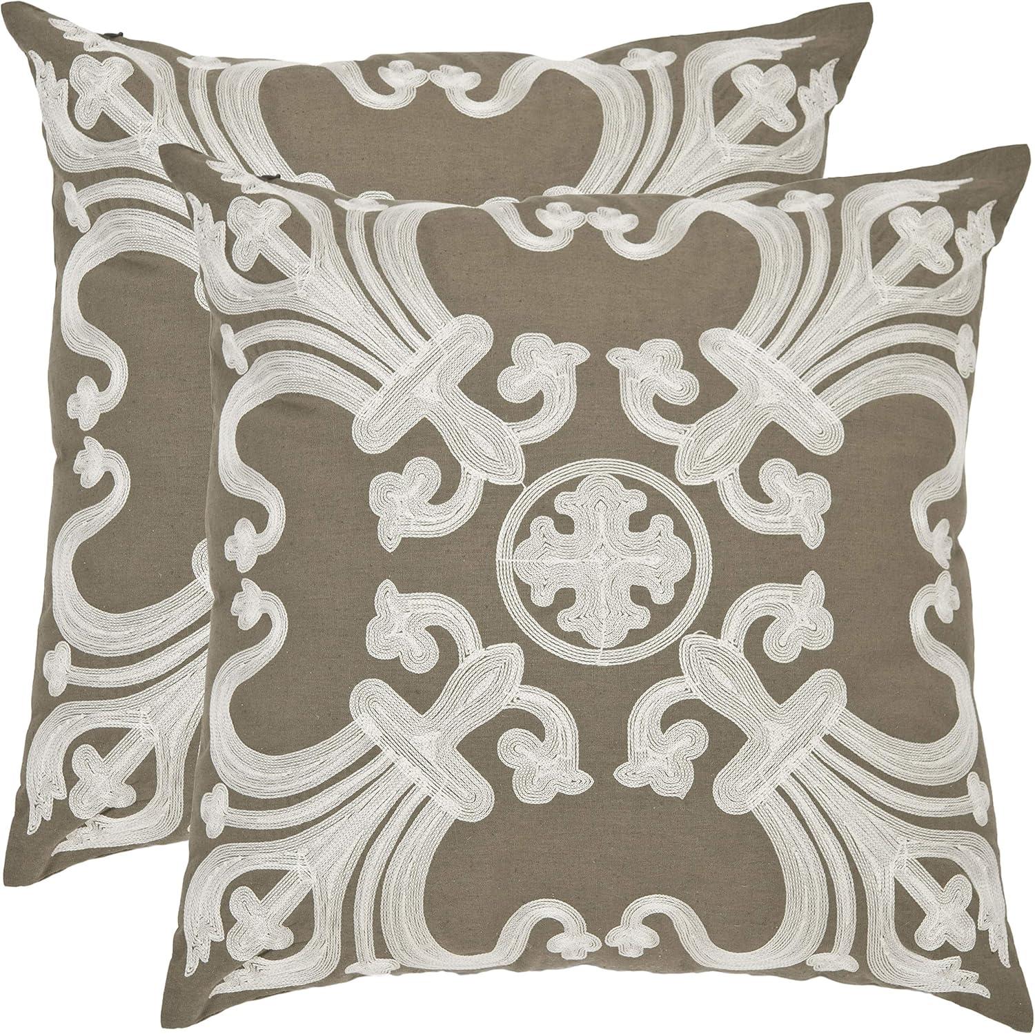 Embroidered Cotton Reversible Throw Pillow (Set of 2)