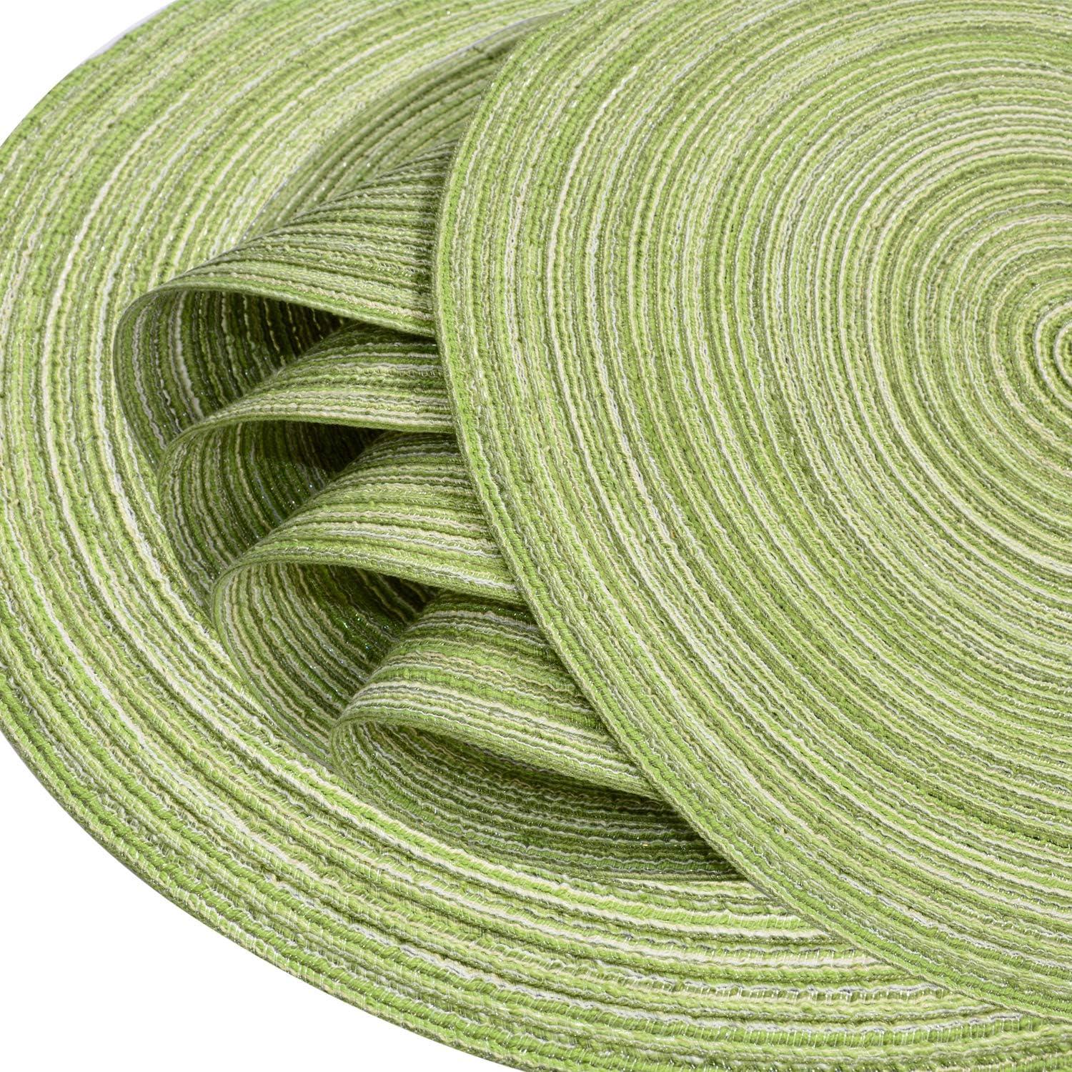 Green Placemats Set of 6 Table Mats for Dining Tables Woven Washable Non-Slip Round Braided Place Mats for Party Holliday