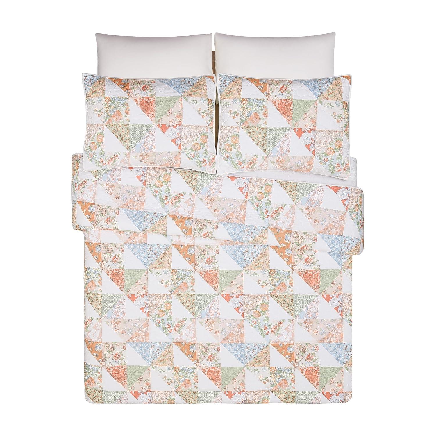 Modern Heirloom Coventry Floral Patchwork Printed Quilt Set