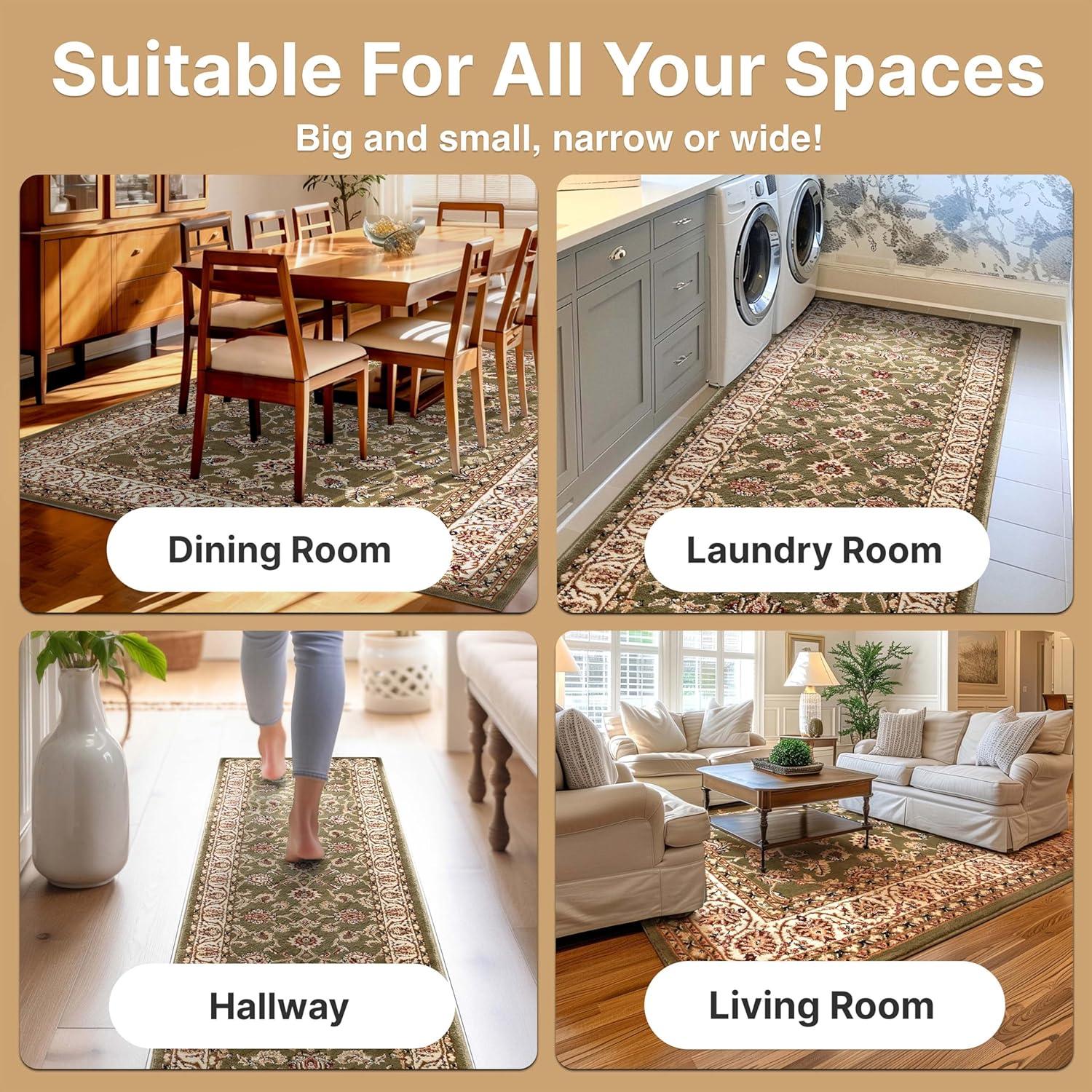 Well Woven Barclay Sarouk Traditional Oriental Panel Green 6'7" x 9'6" Area Rug