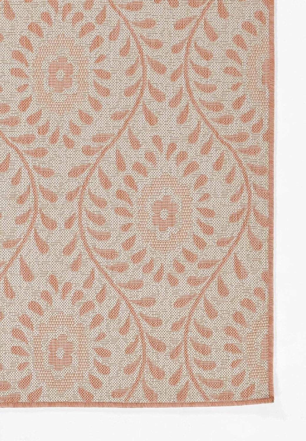 Momeni 9'x12' Riviera Adrian Area Rug Coral: Geometric Pattern, Indoor/Outdoor, Low Pile, Polypropylene, Machine Made