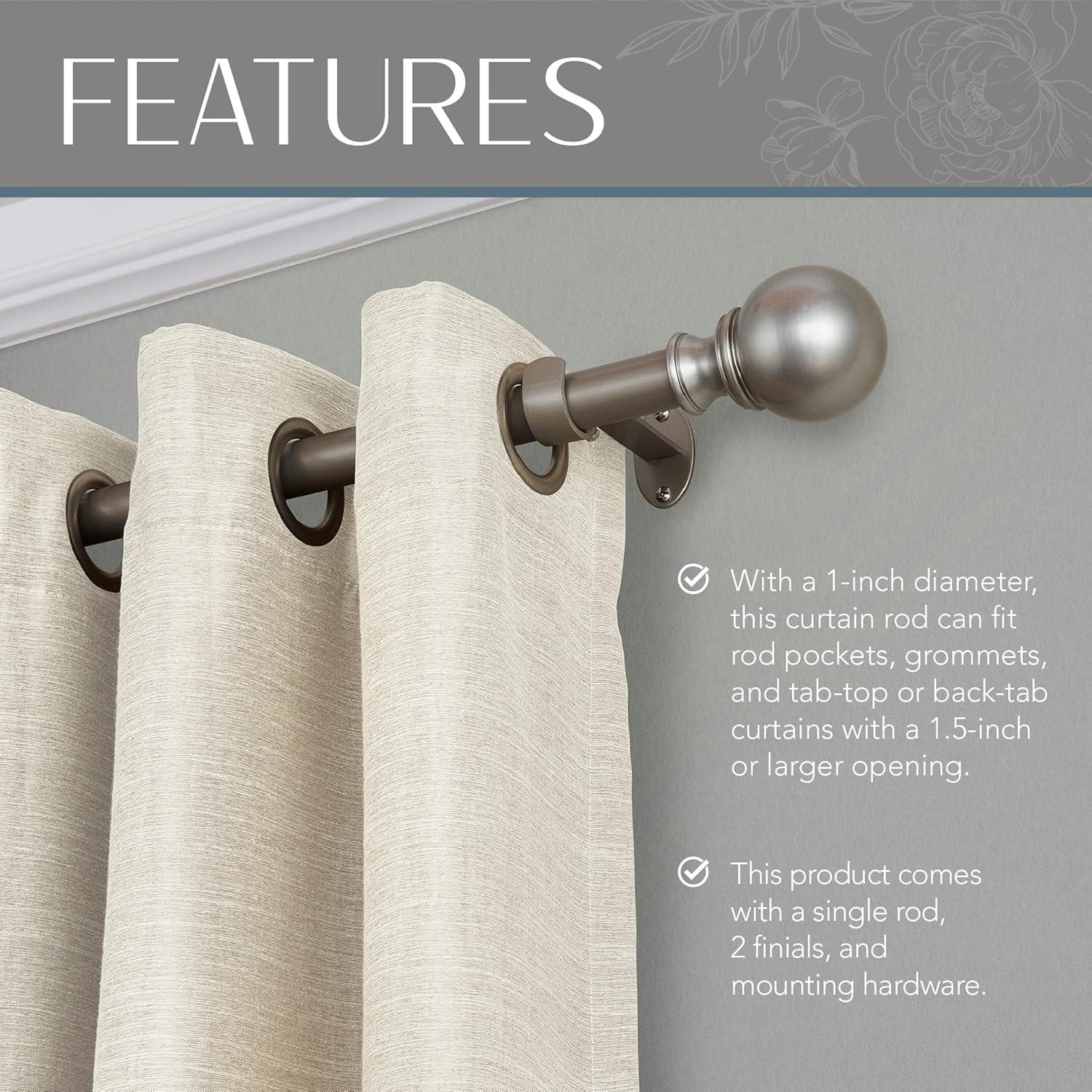 Darion Adjustable Single Curtain Rod with Globe Ball Finial
