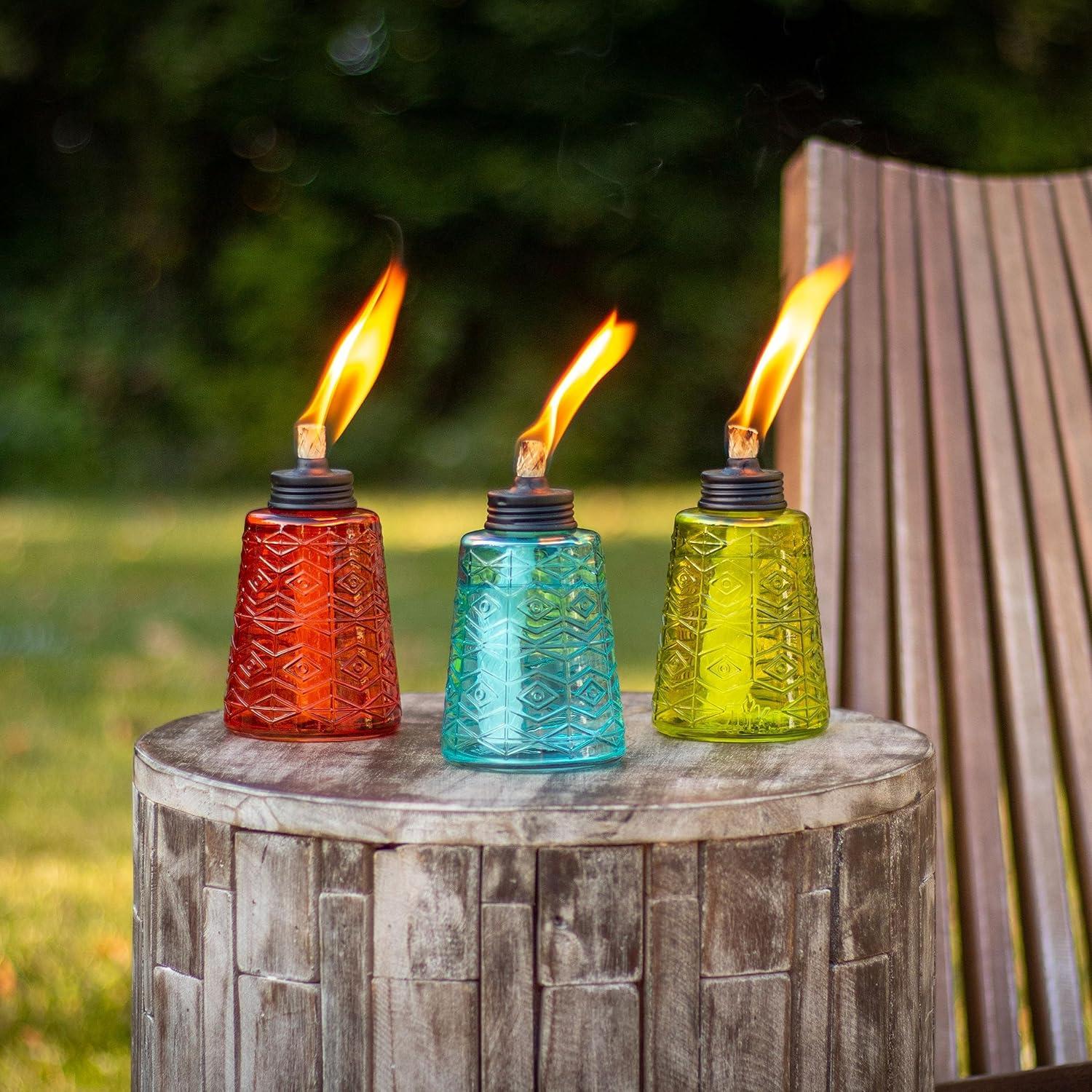 TIKI Brand TIKI® Brand 6 Inch Table Torch Glass Red, Green and Blue (Set of 3)