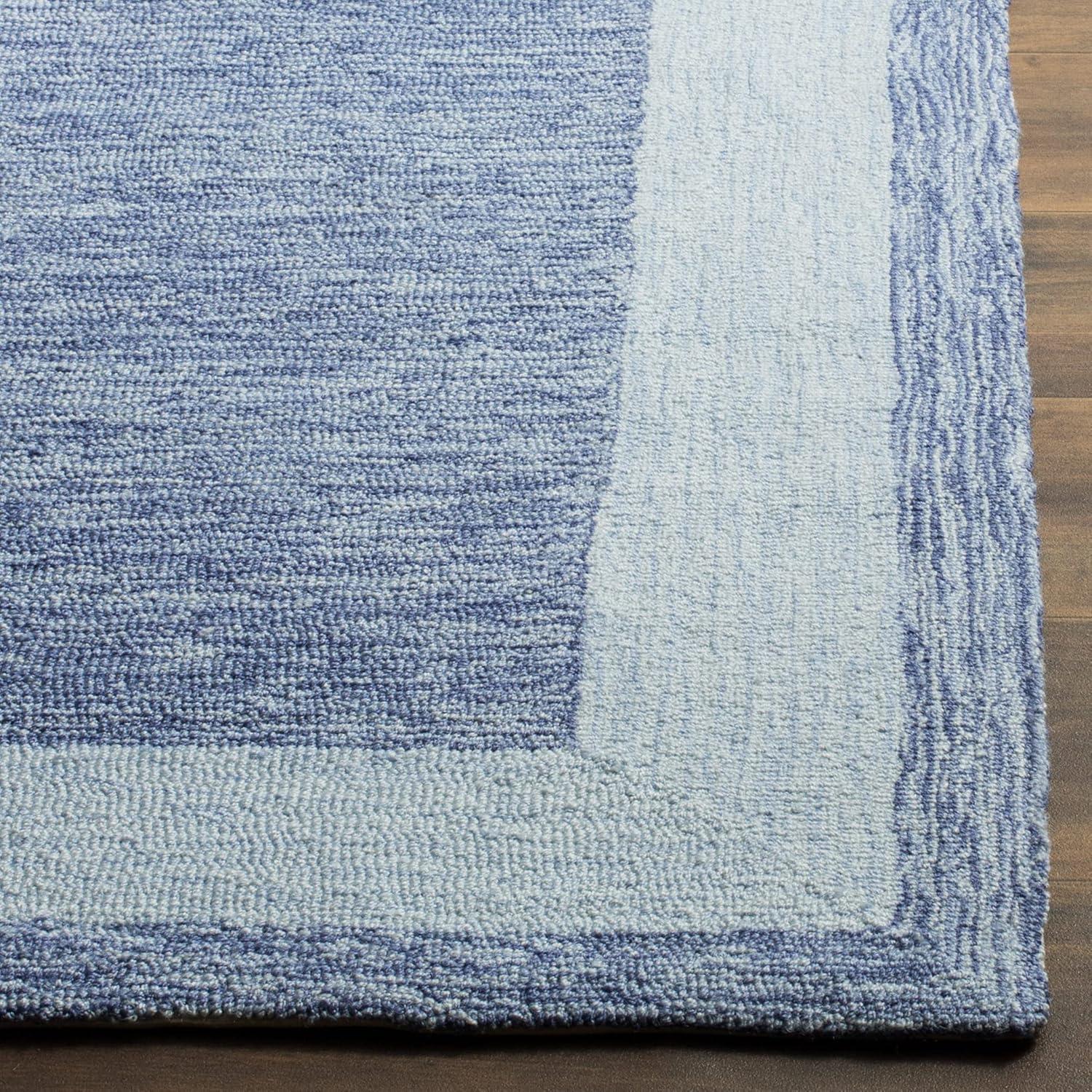 SAFAVIEH Easy Care Jane Solid Bordered Area Rug, Blue, 6' x 9'