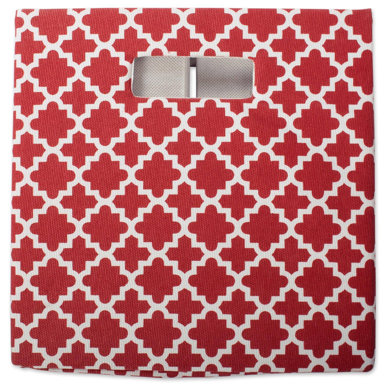 Rust Red Cube Storage Bin with Lattice Design 13"