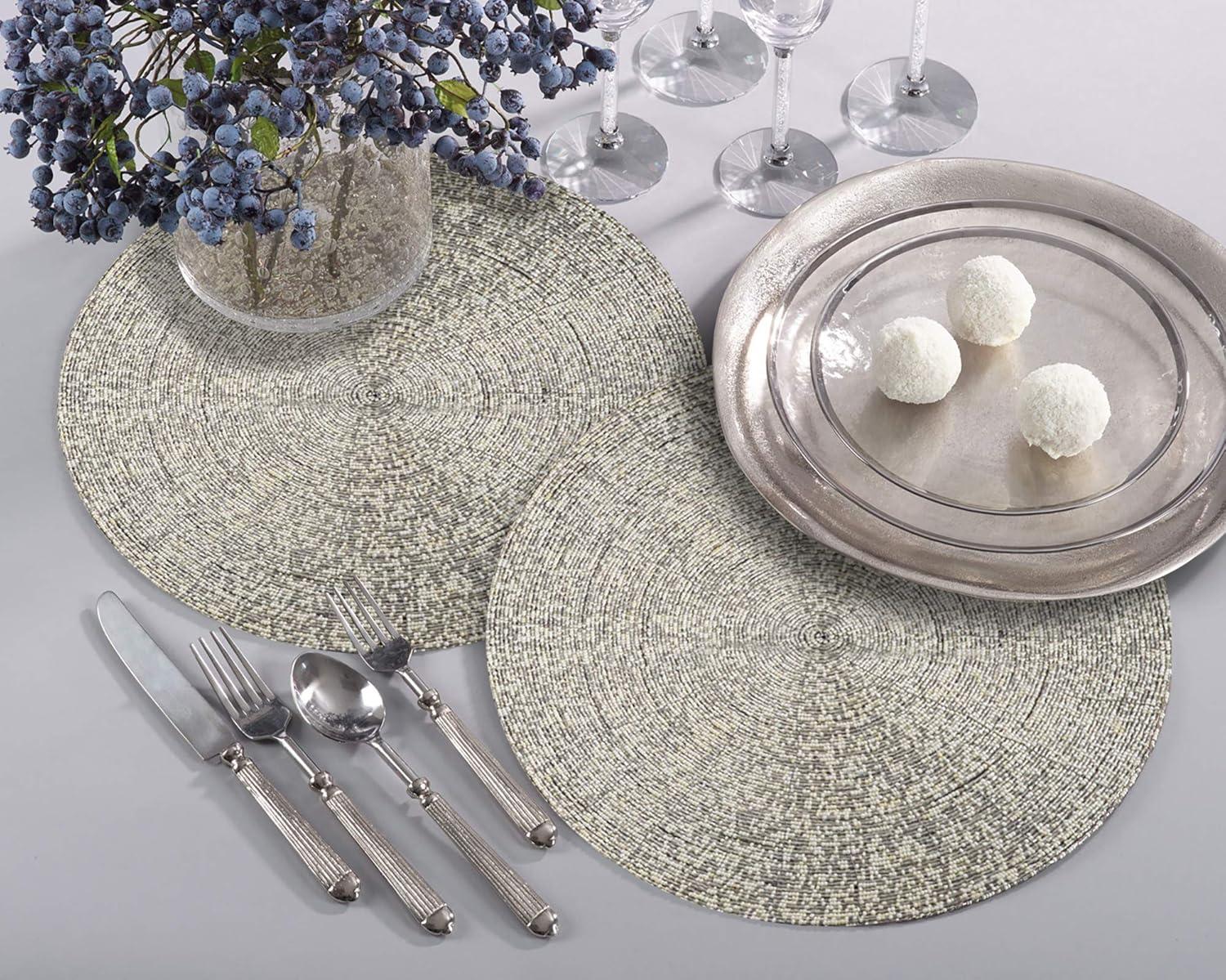 Saro Lifestyle Glass Beaded Design Elegant Glam Placemat (Set of 4)