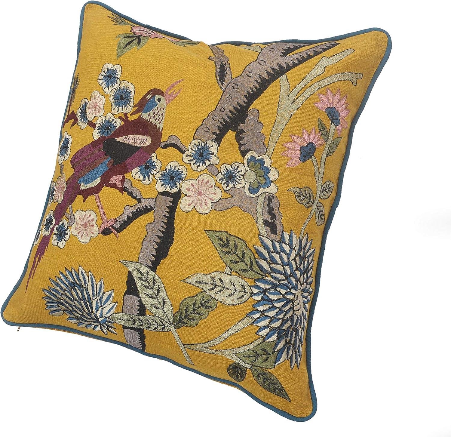 Maude Embroidered Cotton Throw Pillow