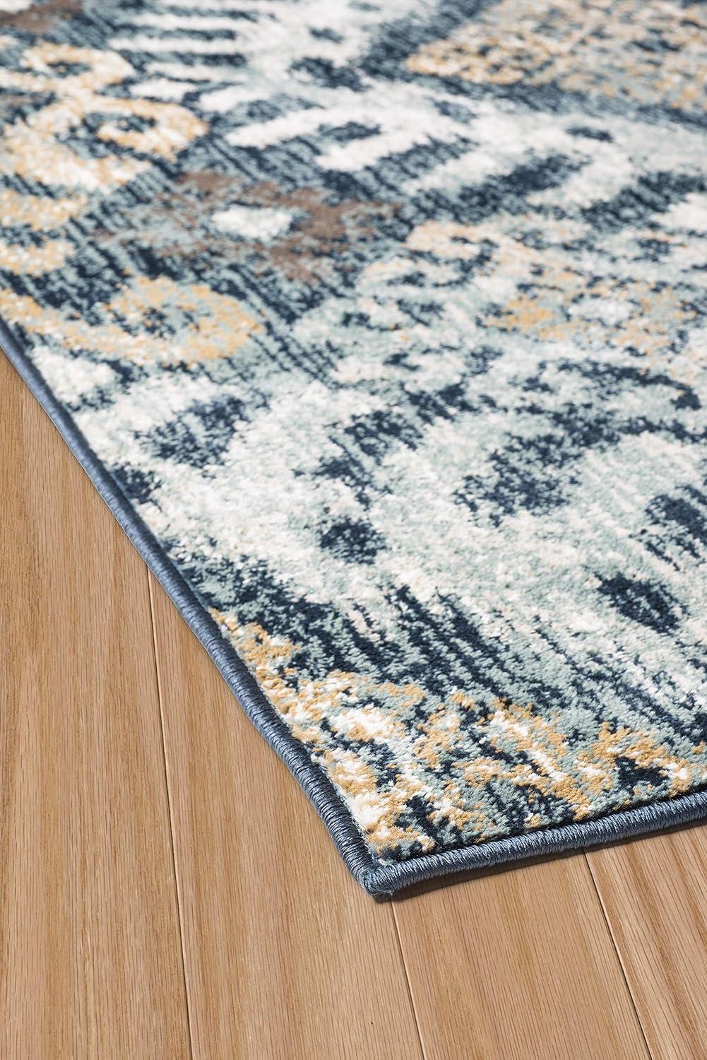 Designer Home Delos Area Rug 3001-00264 Verazanno Navy Lines Dotted 1' 10" x 3' Rectangle