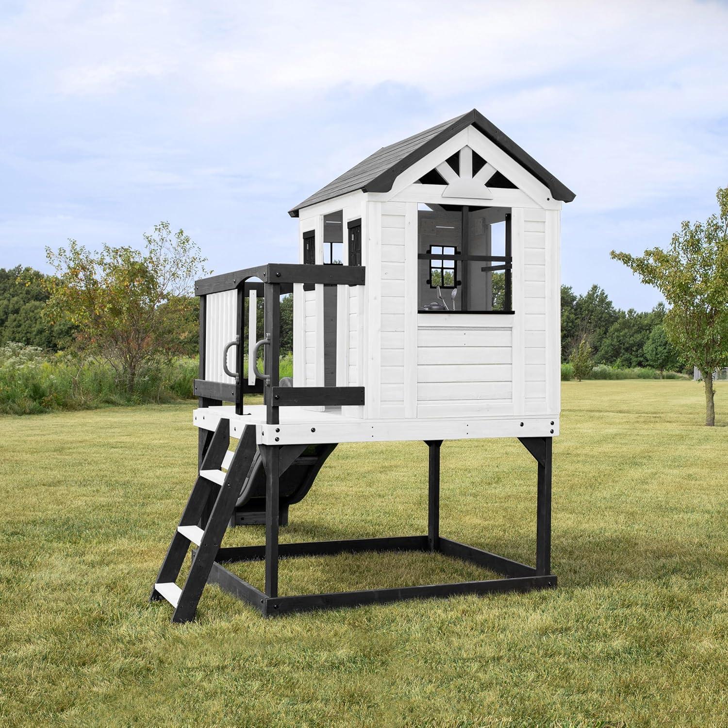 Sweetwater Heights White Cedar Playhouse with Slide and Ladder