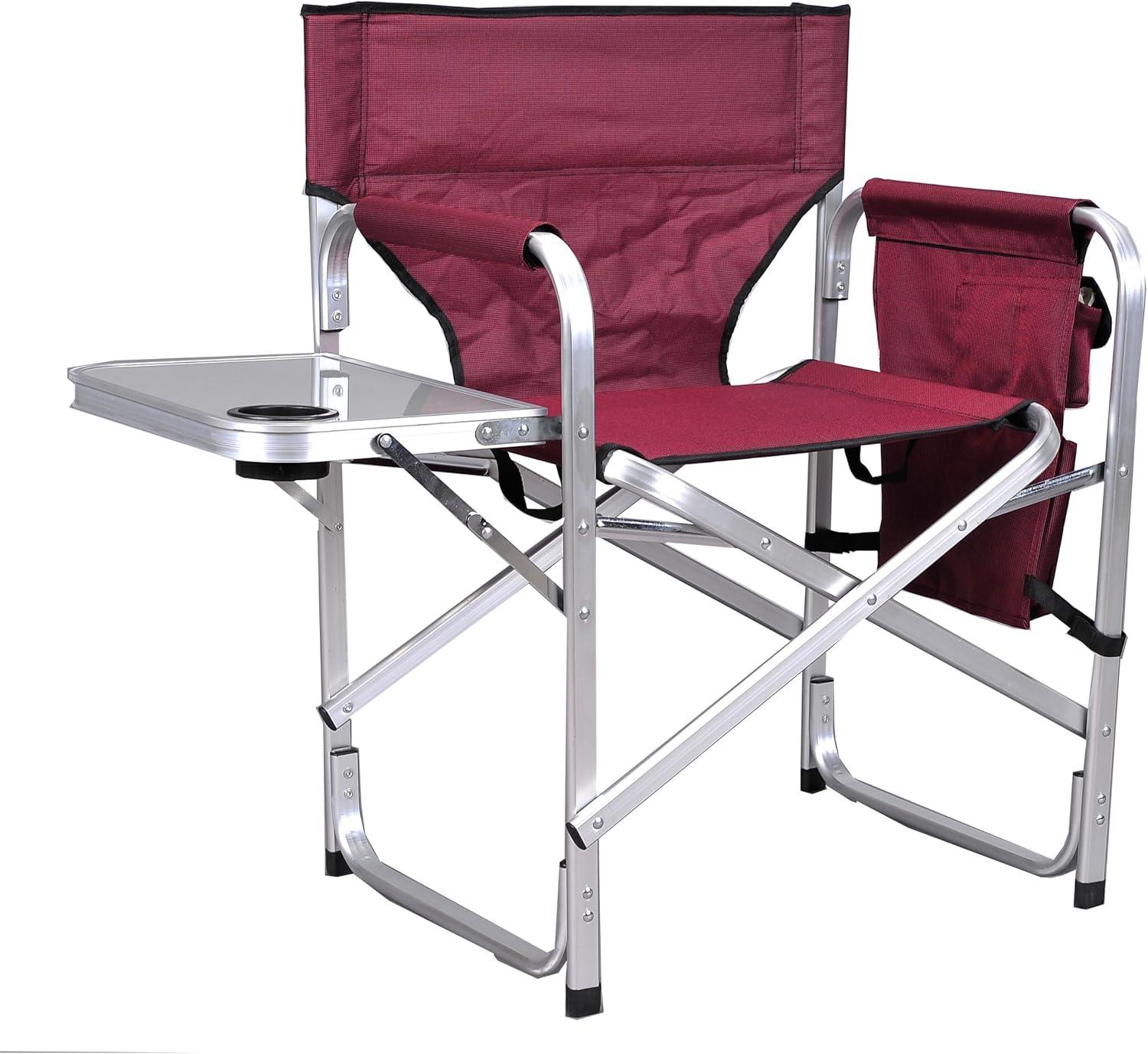 Ming's Mark SL-1204-BURGUNDY Stylish Camping Folding Director Chair - Burgundy