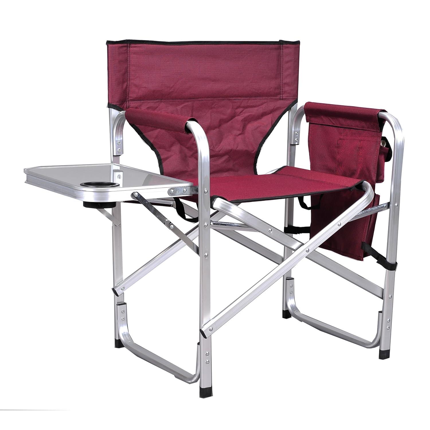 Ming's Mark SL-1204-BURGUNDY Stylish Camping Folding Director Chair - Burgundy