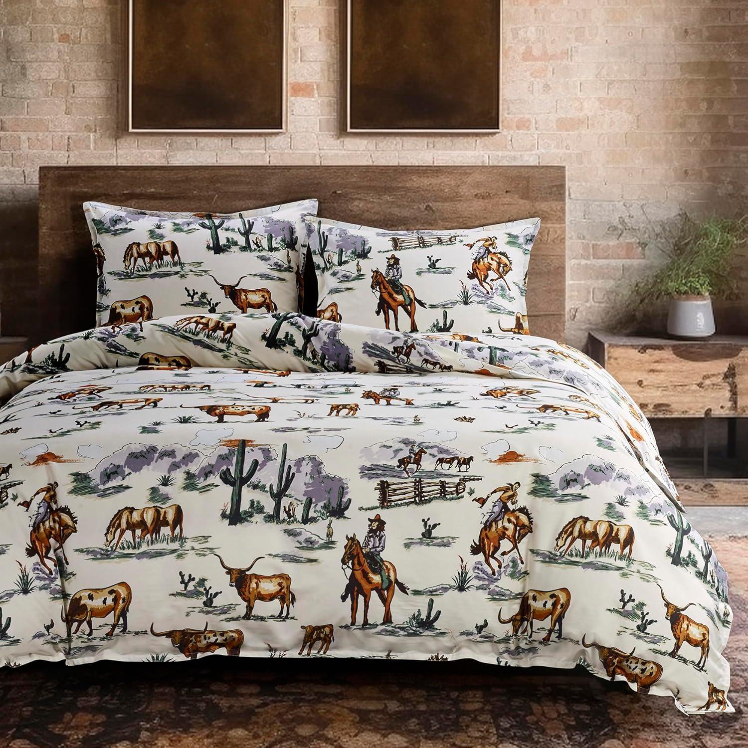 Paseo Road by HiEnd Accents Ranch Life Duffle Bag Animal Print Cotton Western Rustic Duvet Cover Set