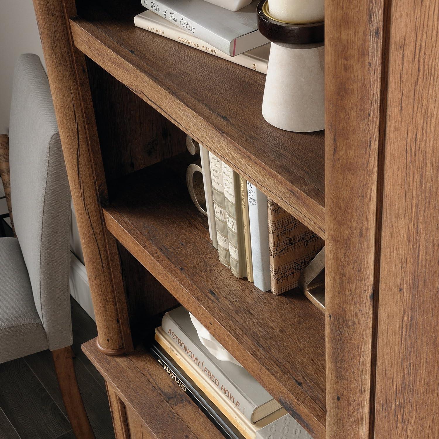 Sauder Palladia Library Bookcase with Doors, Vintage Oak Finish