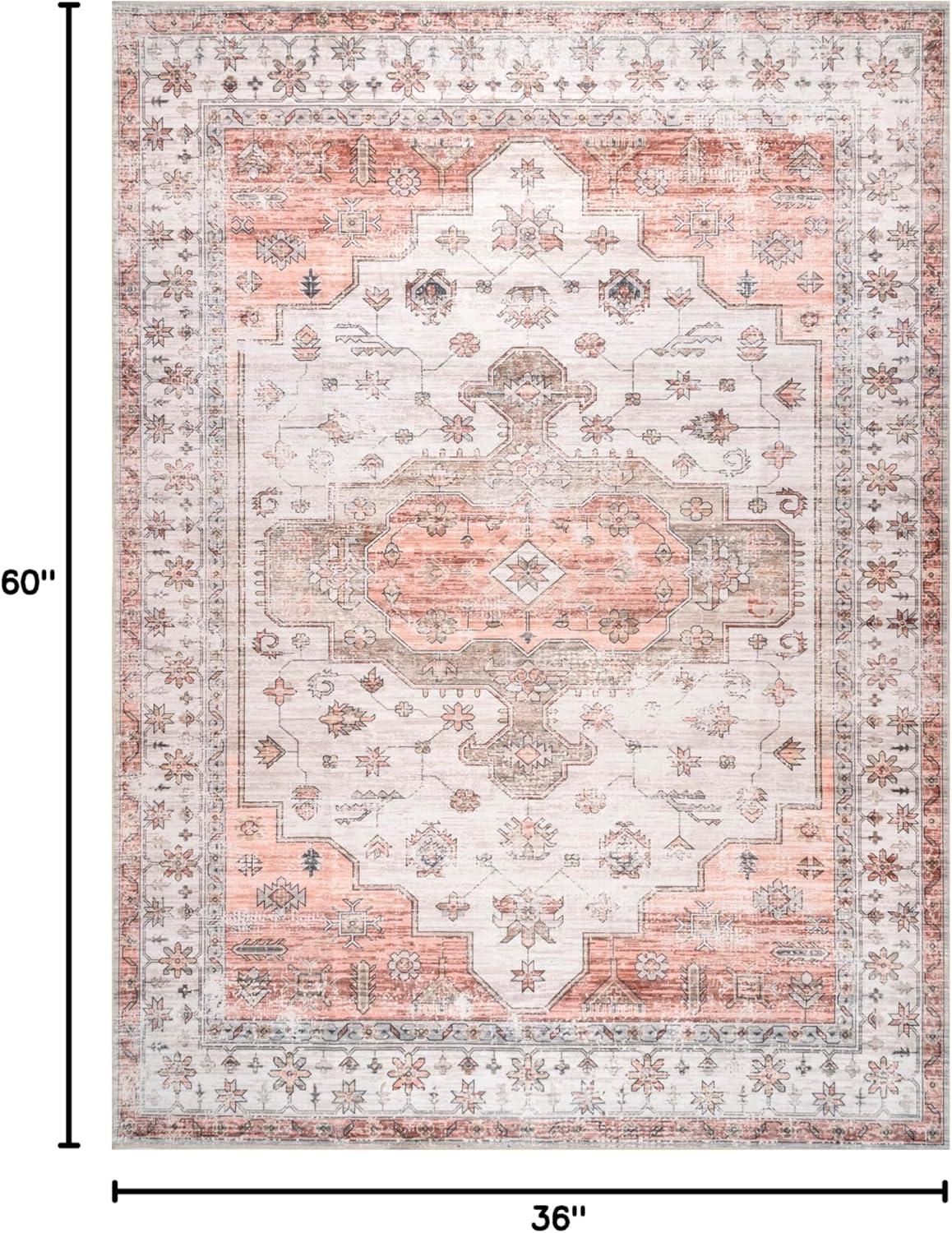 Nuloom Banks Vintage Pet Friendly Machine Washable Area Rug, 3' x 5', Beige