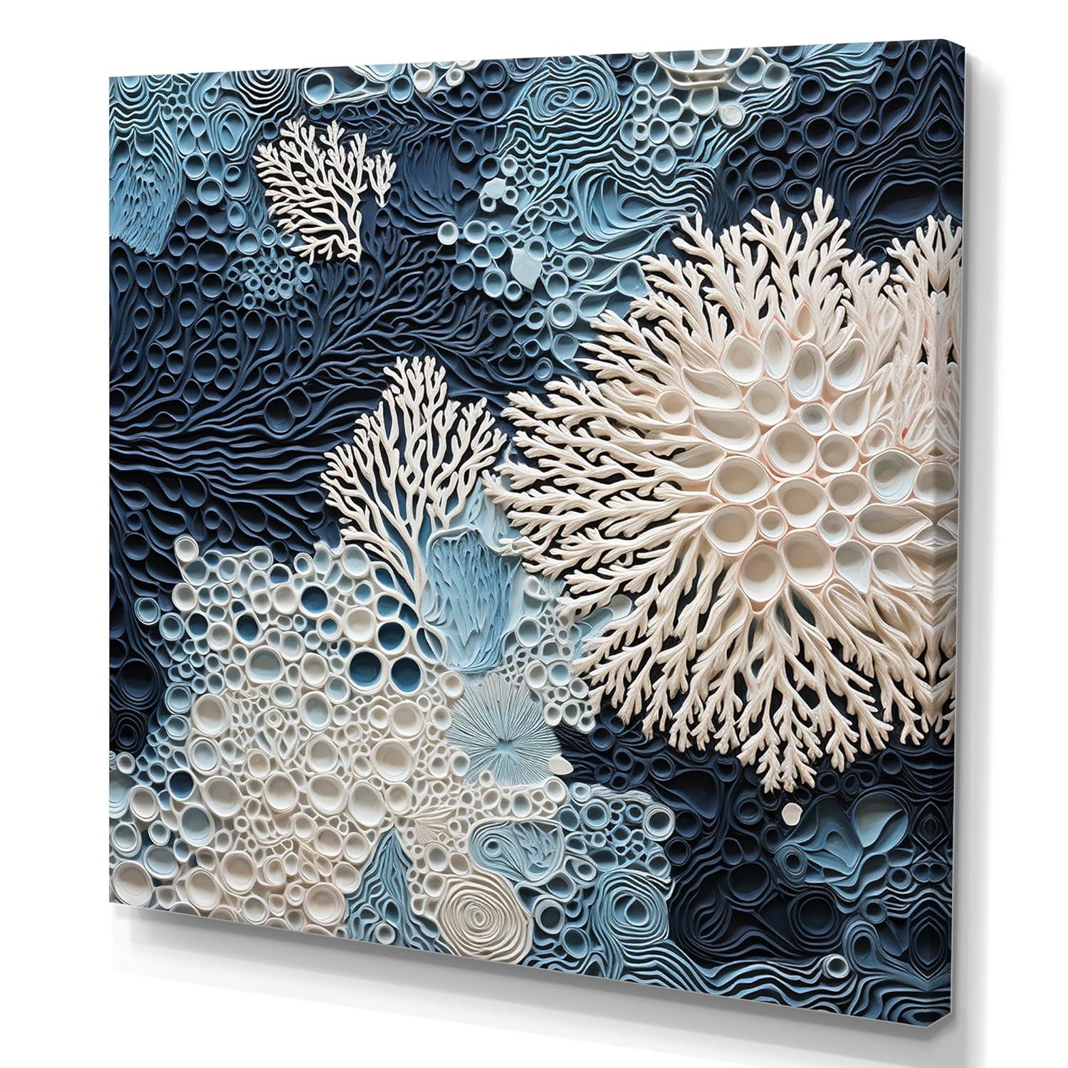 Design Art " Under Water Blue And White Corals Collage "