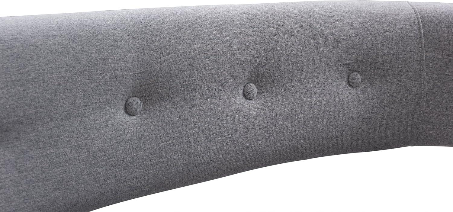Light Gray Polyester Tufted Roll Arm Settee Bench