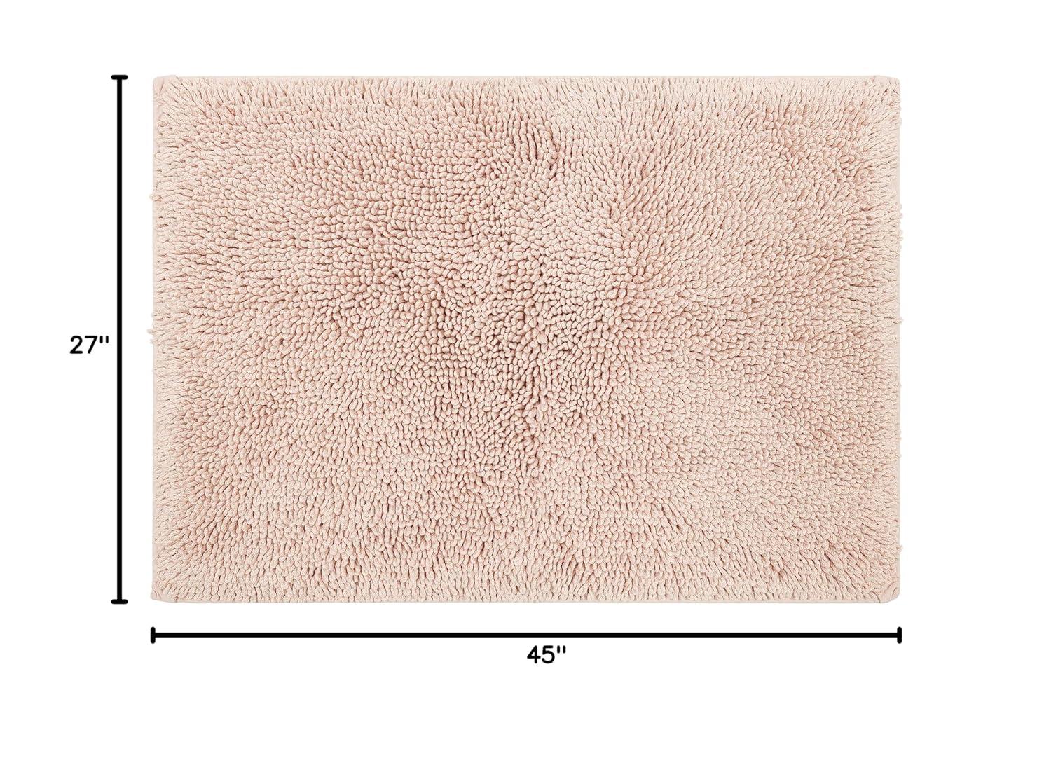 Blush Cotton Bath Rug with Latex Backing, 45" x 27"