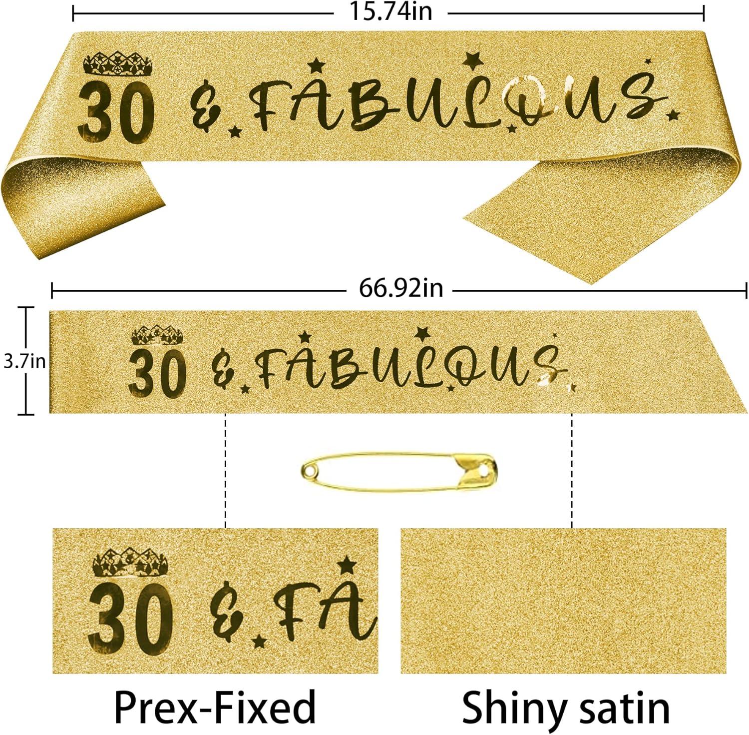 30th Birthday Decorations: Sash, Crown, Tiara for Women - Fabulous 30th Birthday Gifts