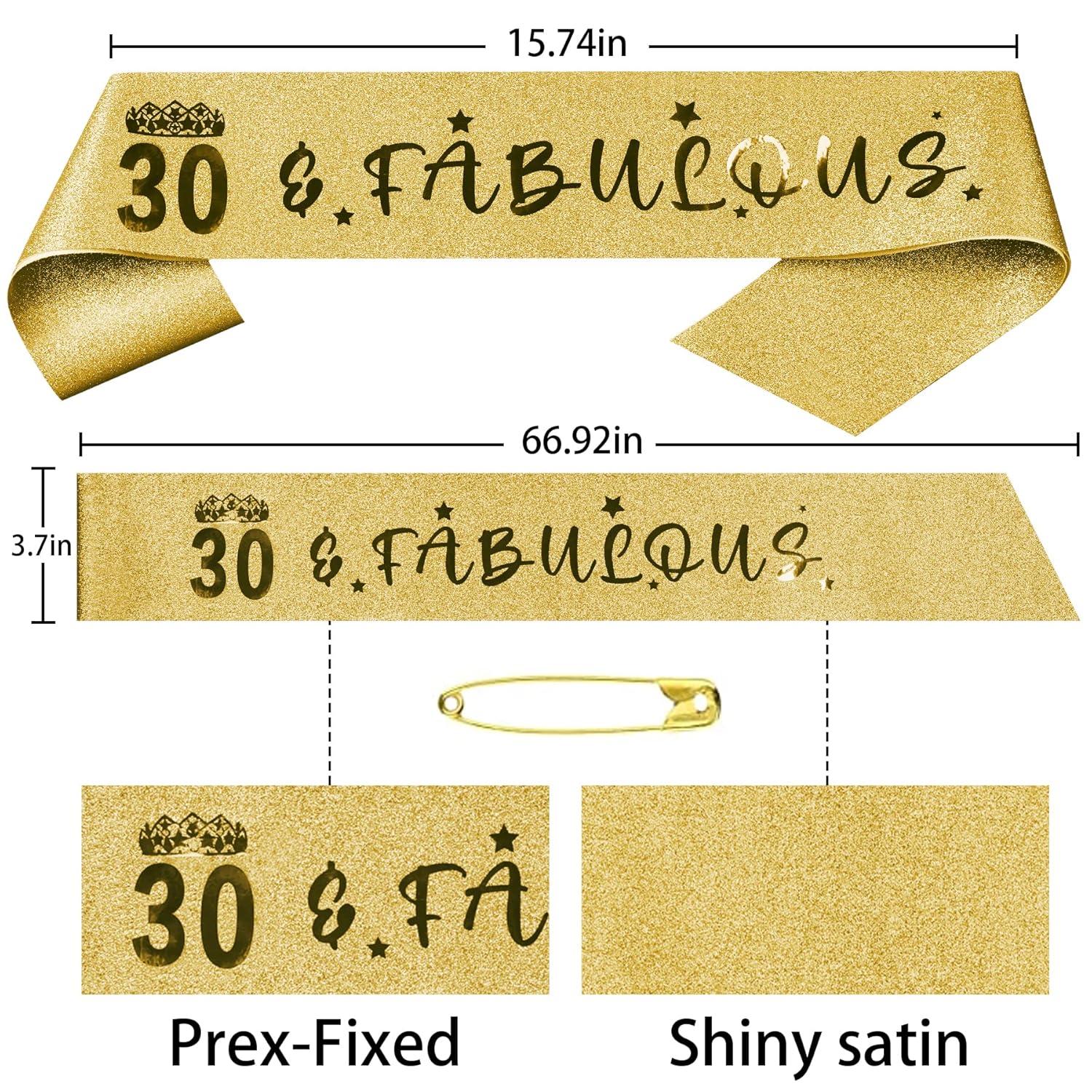 30th Birthday Decorations: Sash, Crown, Tiara for Women - Fabulous 30th Birthday Gifts