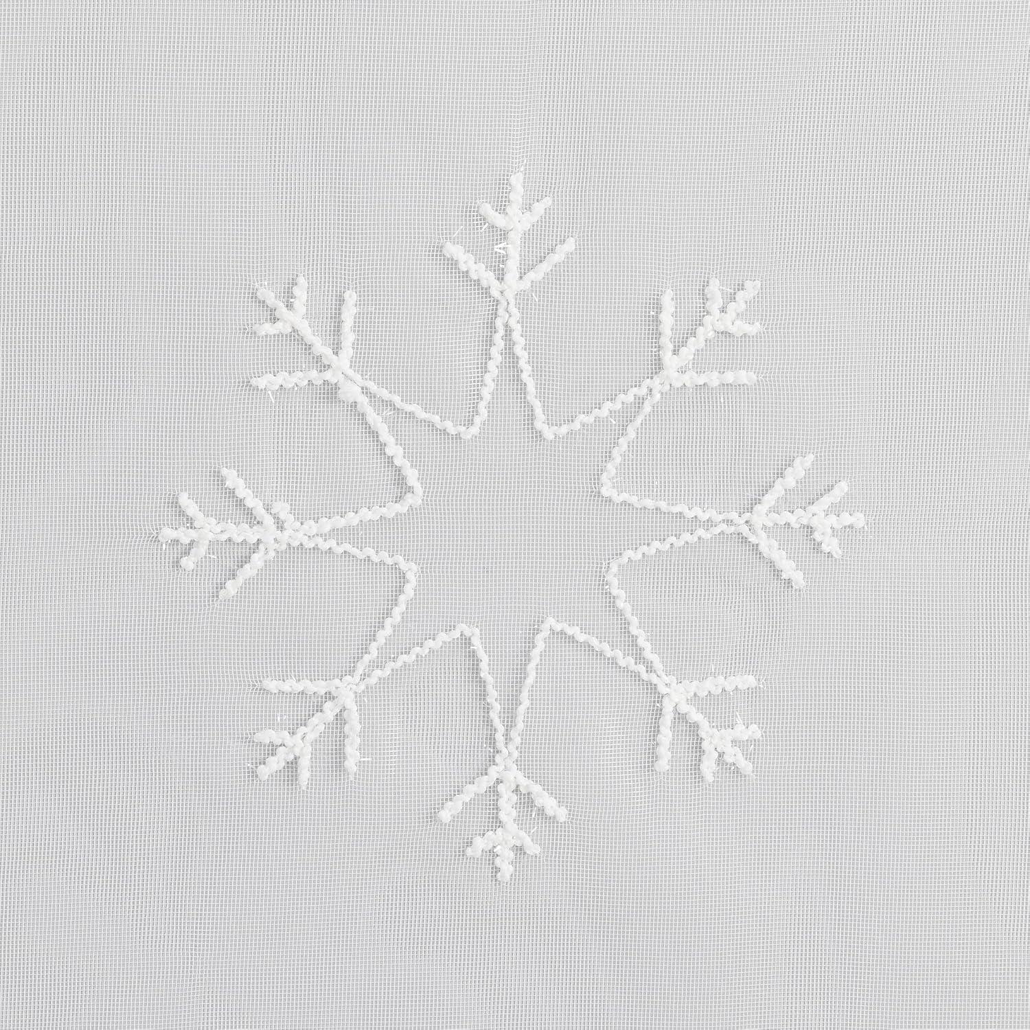 No. 918 Holiday Snowflake 1-Piece Embroidery Sheer Rod Pocket Curtain Panel, 36"x63", White