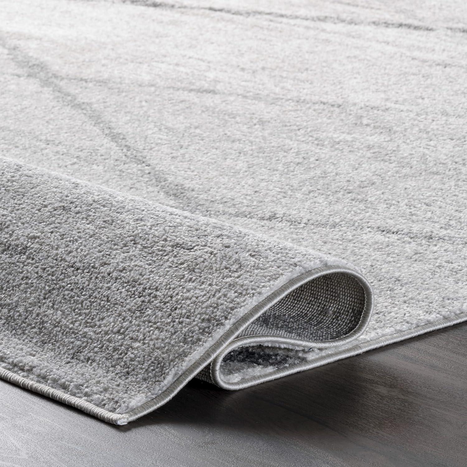 Thigpen Gray Abstract 6' Square Synthetic Area Rug