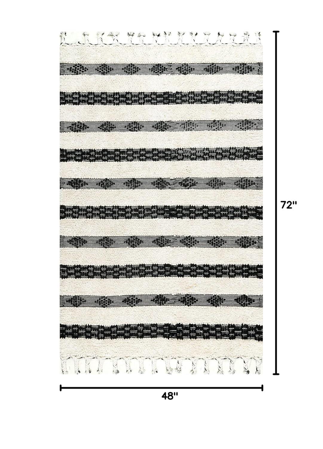 Ivory Shag Tufted Handmade Wool Runner Rug 30"