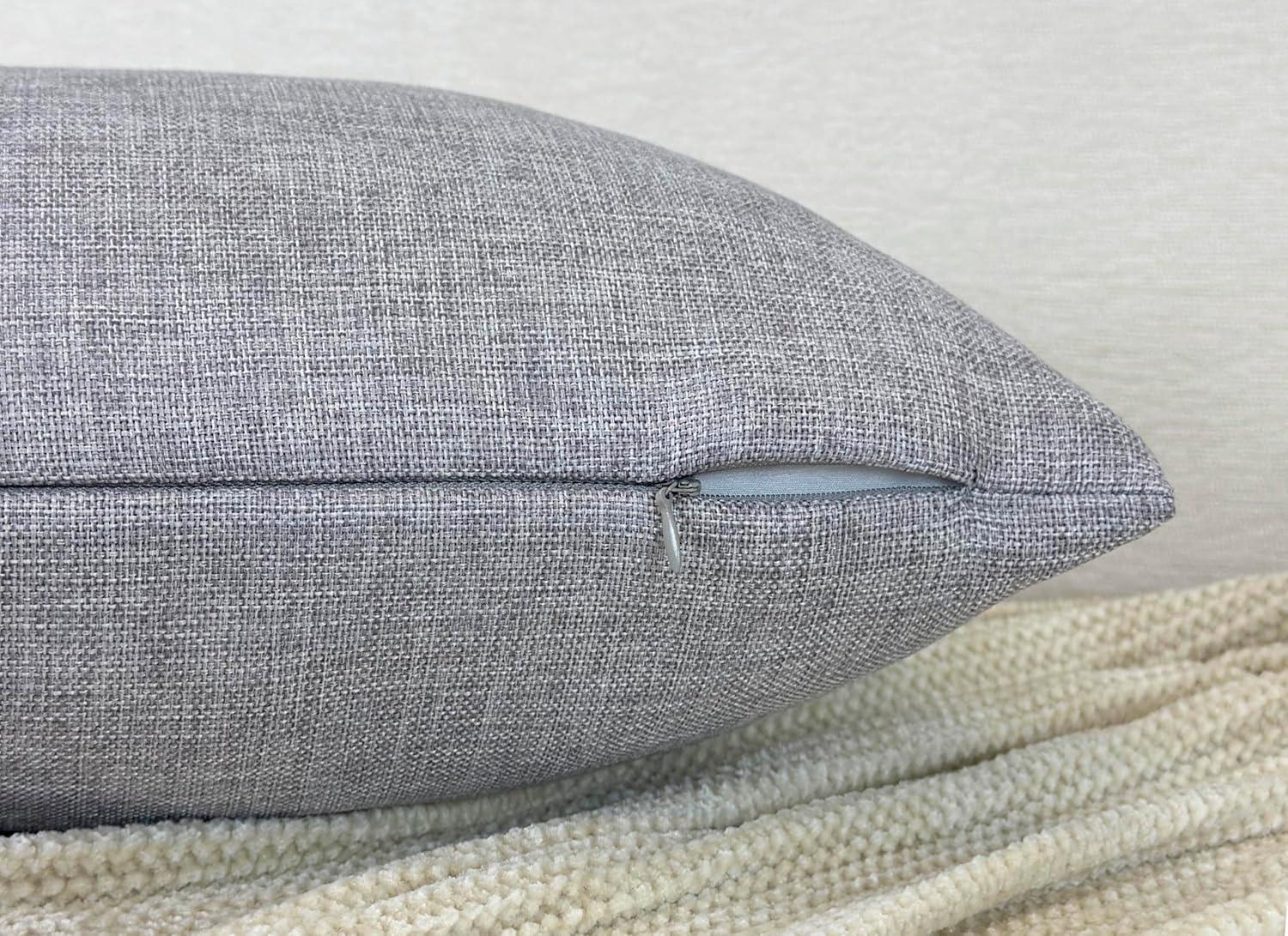 Light Grey Rectangular Polyester Lumbar Pillow Cover