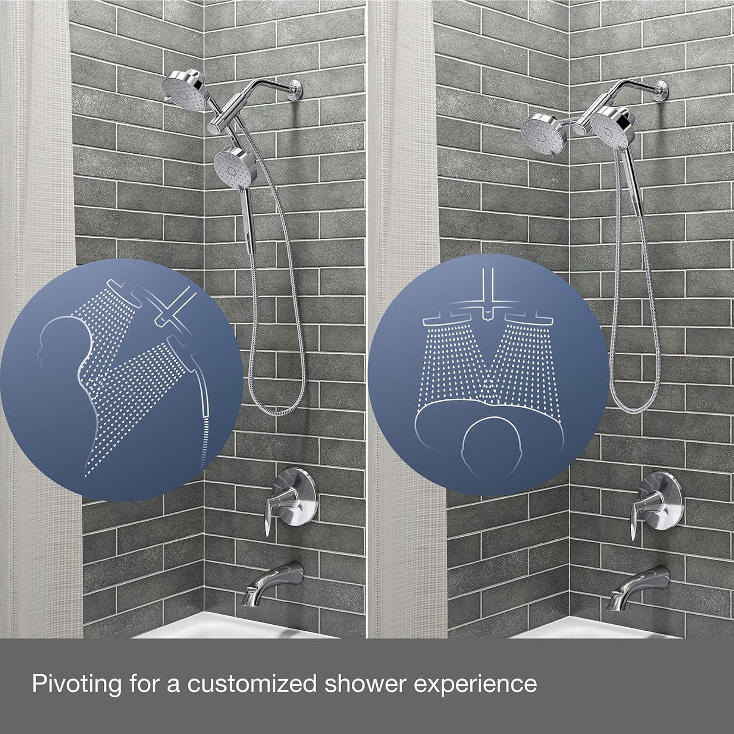 Awaken 2-In-1 Multifunction Shower Combo Kit, Showerhead and Handshower Set, 2.5 GPM