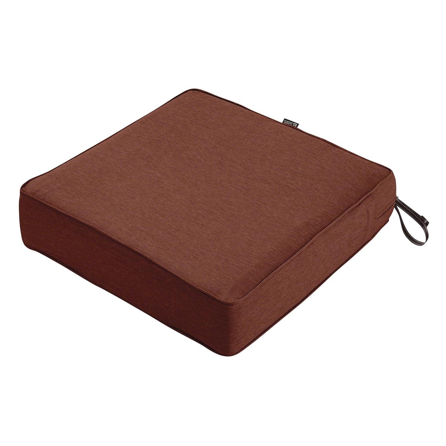 Classic Accessories Montlake FadeSafe Water-Resistant Patio Lounge Chair/Loveseat Cushion, 25 x 25 x 5 inch, Heather Henna