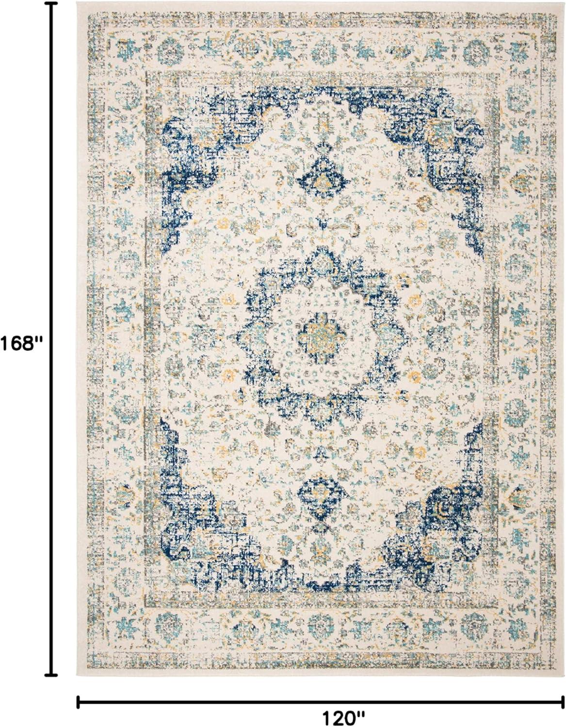 Evoke EVK220 Power Loomed Area Rug - Ivory/Blue - 10'x14' - Safavieh.