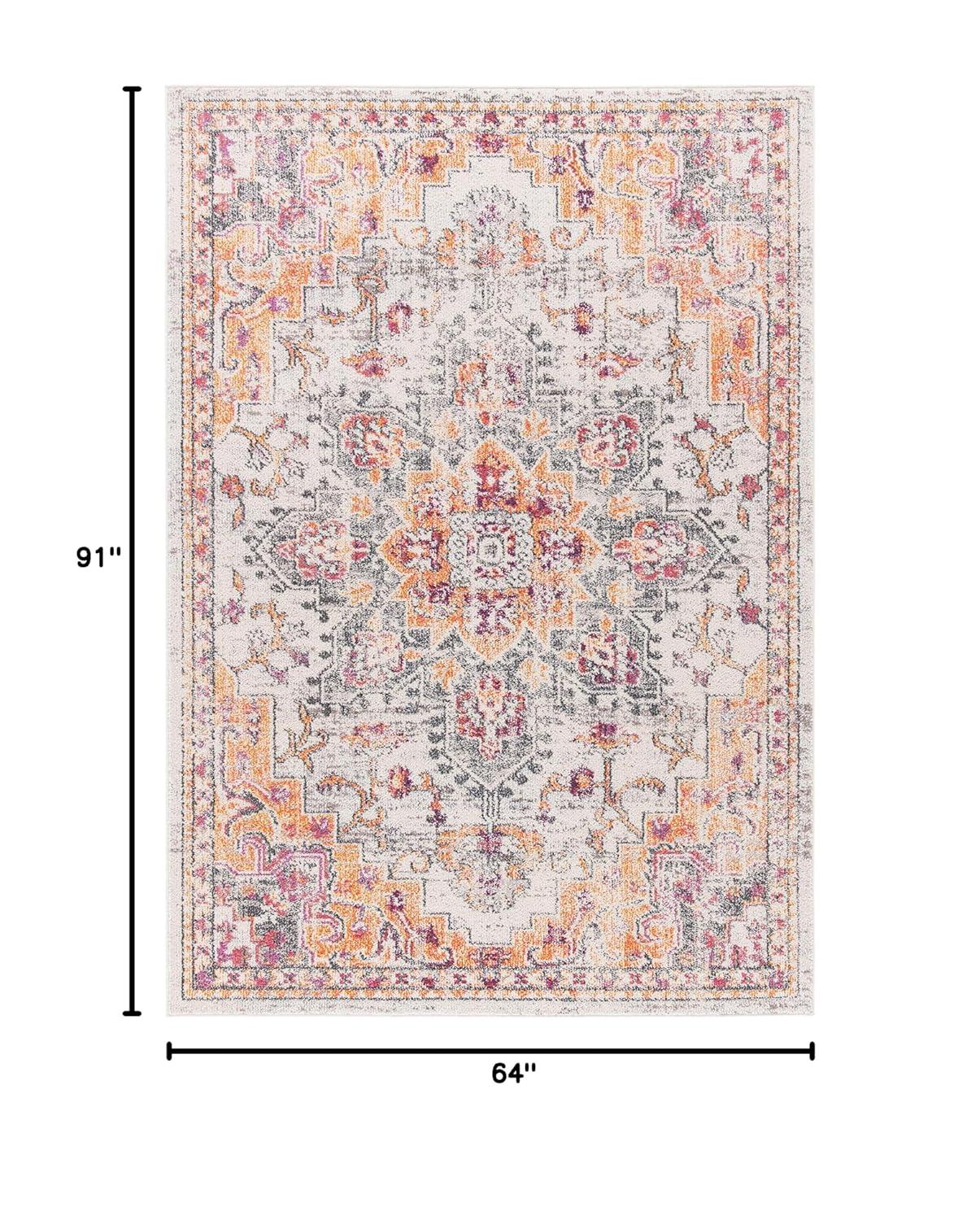 Madison MAD473 Power Loomed Indoor Area Rug - Beige/Orange - 5'3"x7'6" - Safavieh