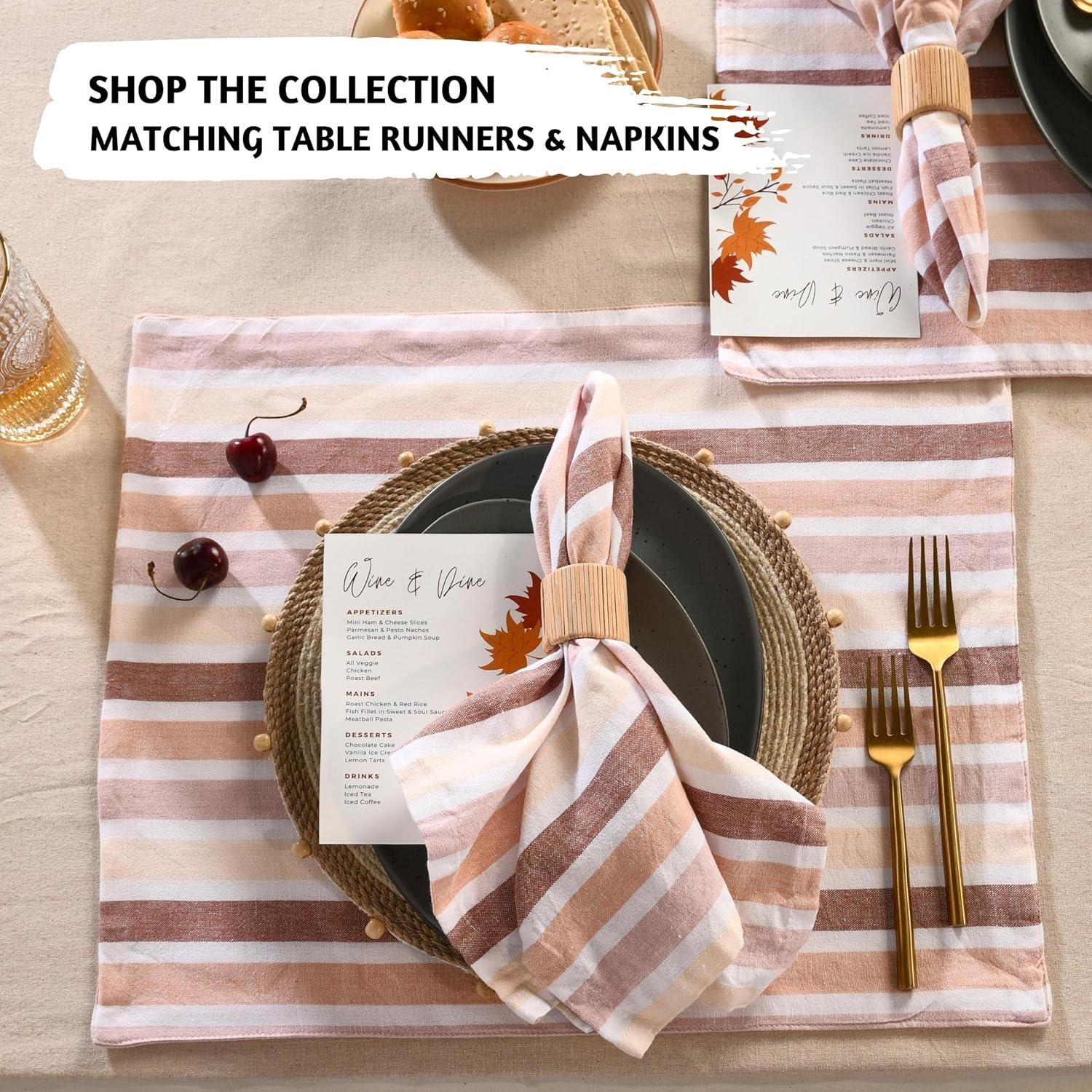 Folkulture Woven Placemats Set of 6, 100% Cotton Table Placemats Heat Resistant, Washable for Boho or Farmhouse Decor 14" x 19" (Christmas Story)