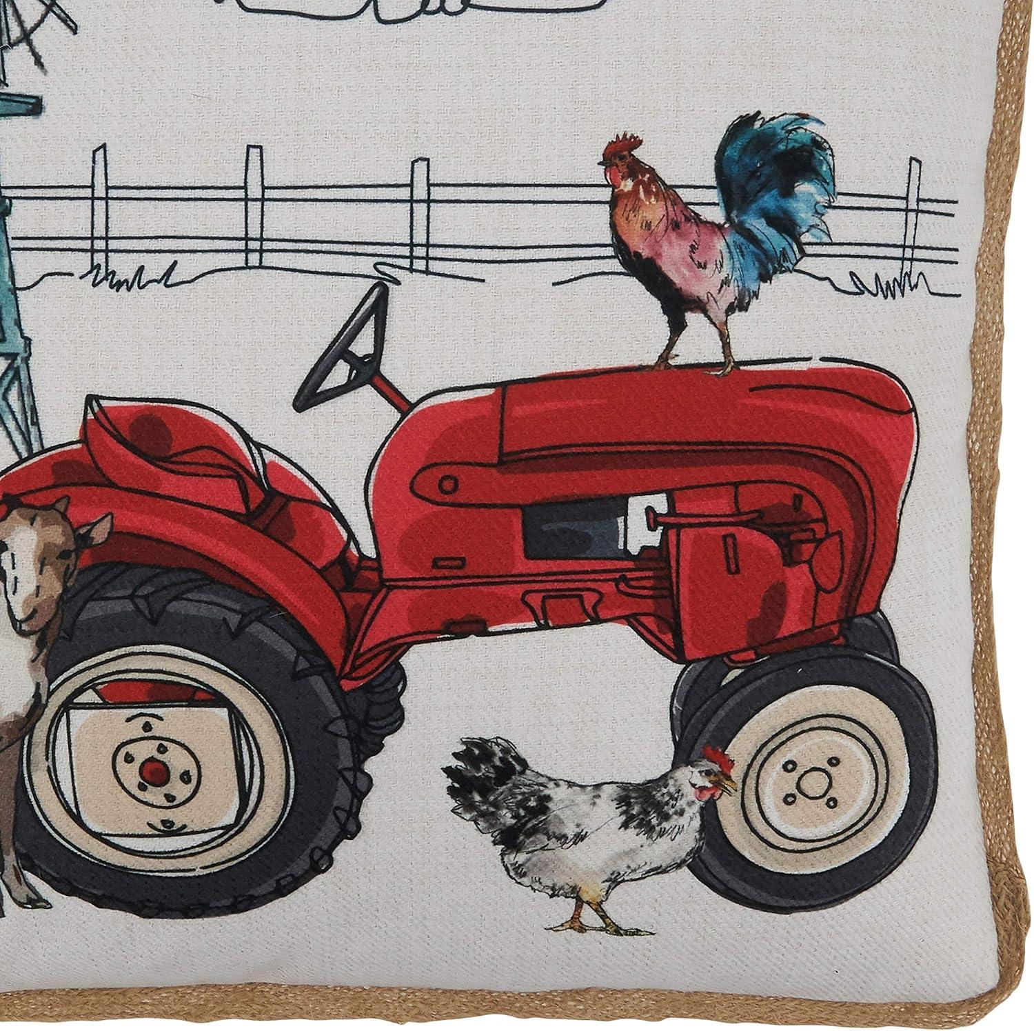 Saro Lifestyle Farm Tractor Throw Pillow With Poly Filling