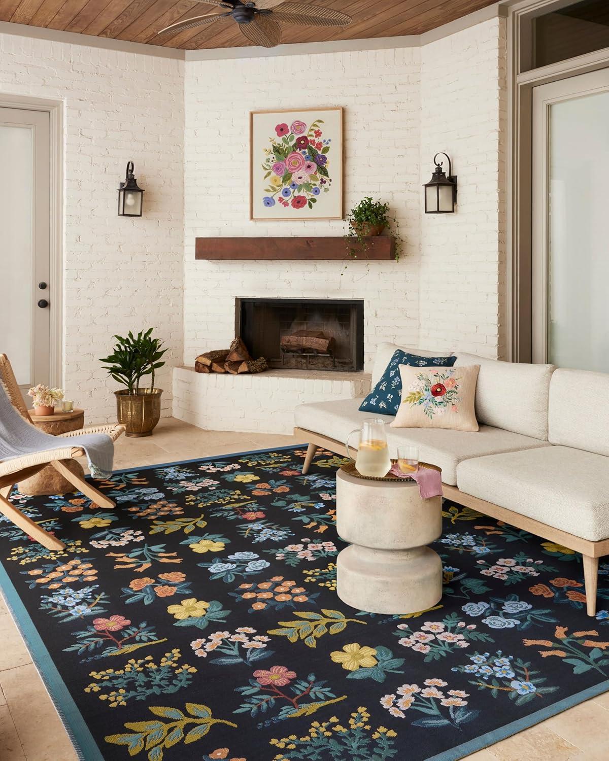 Rifle Paper Co. x Loloi Rifle Paper Co. x Loloi Perennial Black / Navy Indoor / Outdoor Area Rug