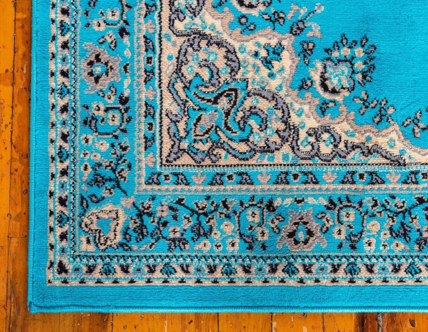 Rugs.com Amaya Collection Rug – 5' x 8' Turquoise Medium Rug Perfect For Bedrooms, Dining Rooms, Living Rooms