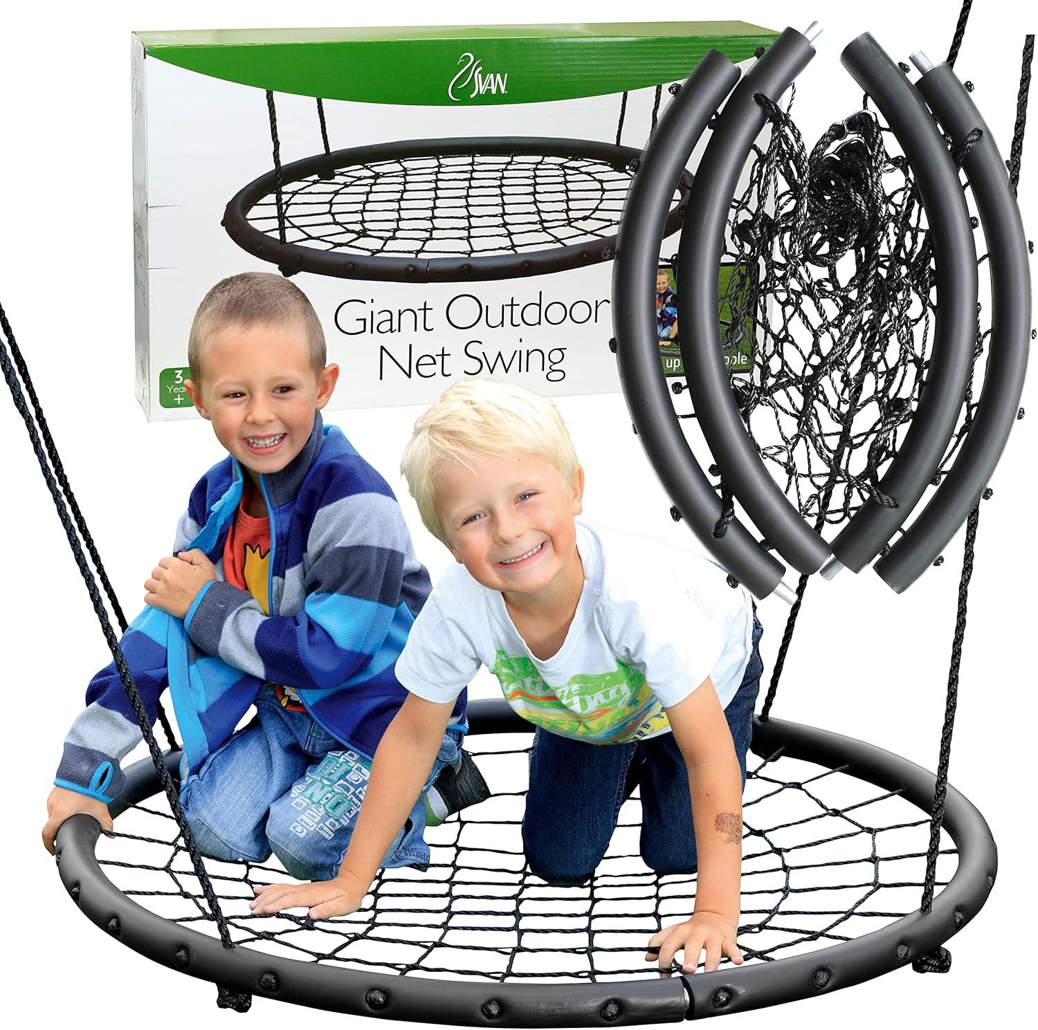 Tree Net Swing- Giant 40" Wide Two Person Outdoor Web Rope Swing Set (Holds Over 220 lbs)