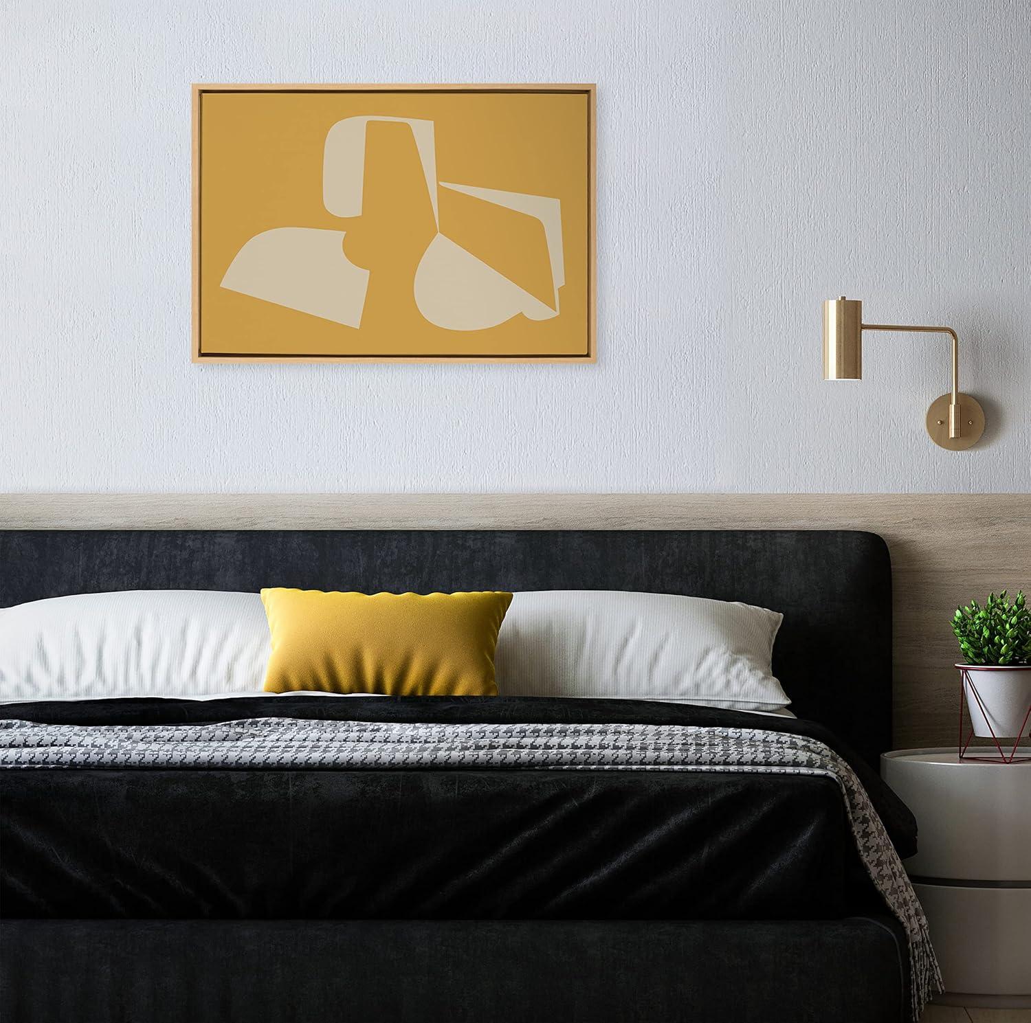 Kate and Laurel Sylvie Eye Catching Sleek Abstract 3 Yellow and Tan Framed Canvas Wall Art by The Creative Bunch Studio, 23x33 Natural, Modern Contemporary Art for Wall
