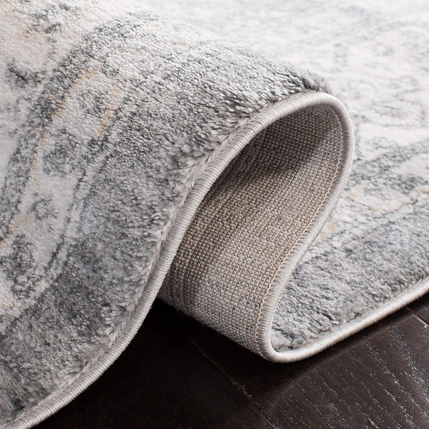 Isabella ISA916 Power Loomed Area Rug - Grey/Cream - 6'7"x6'7" - Safavieh.