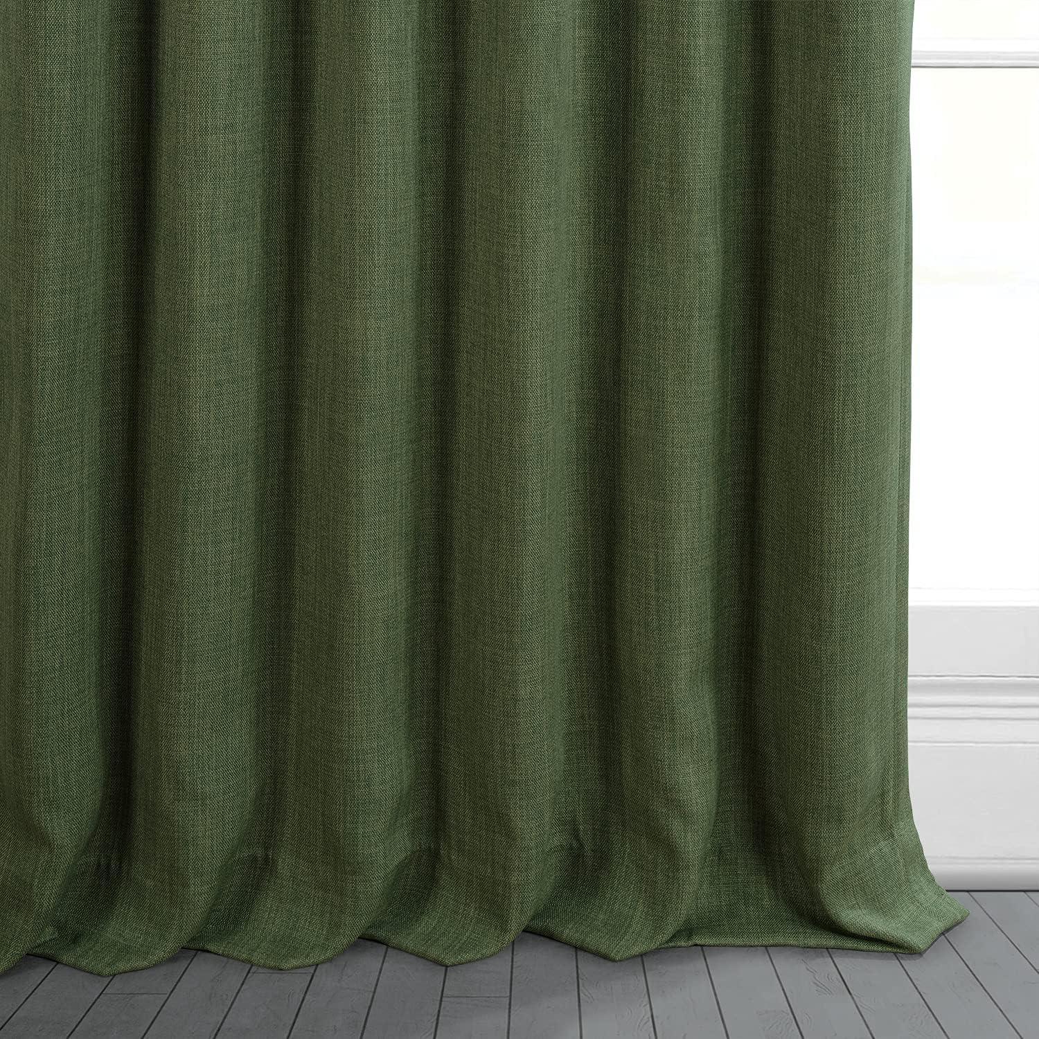 HPD Half Price Drapes Tuscany Green Faux Linen Room Darkening Curtains for Bedroom & Living Room Curtains (1 Panel), Door & Window Curtains 84 inches long, Rod Pocket Curtains, 50W X 84L