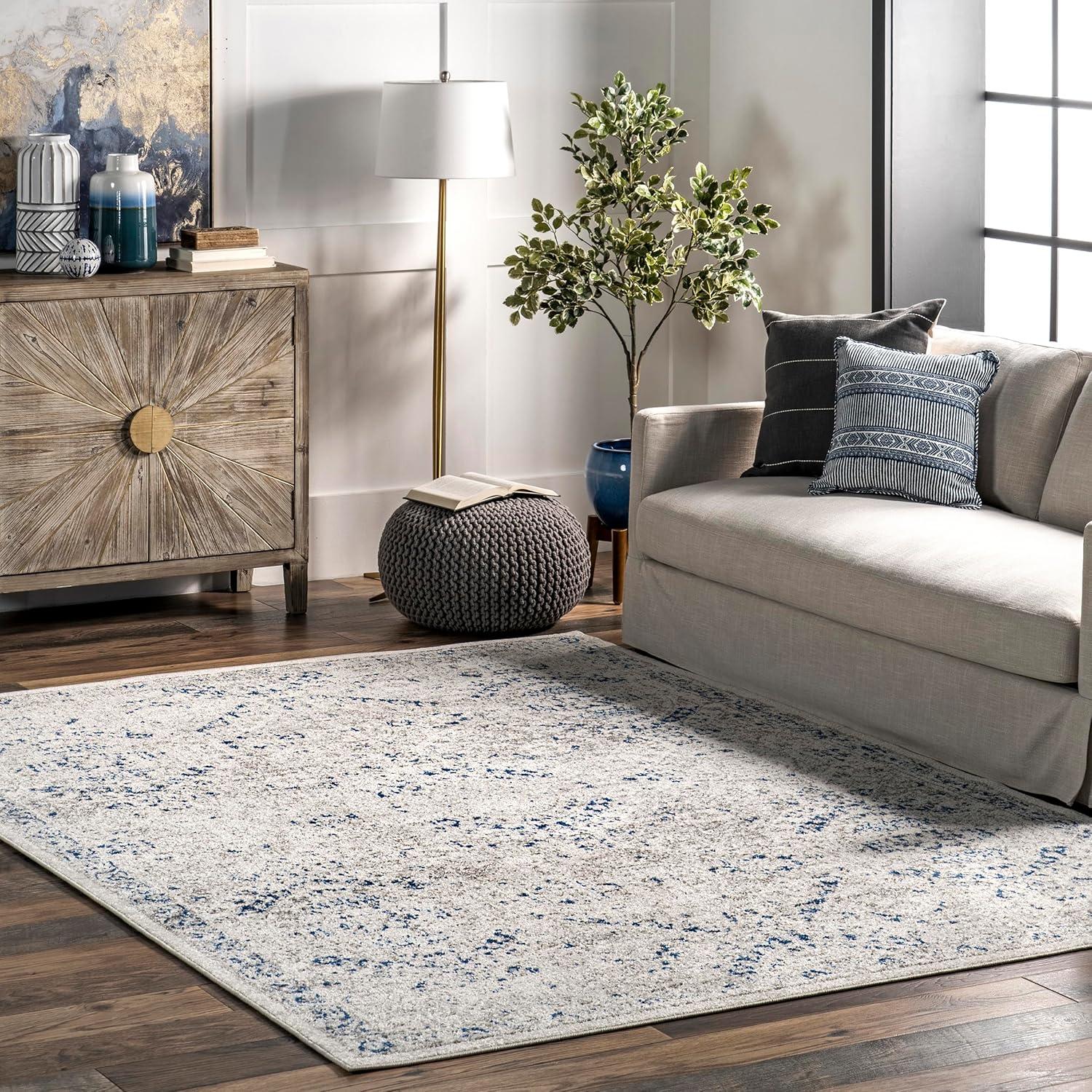 Nuloom Minta Medallion 10x14 Indoor Area Rug for Living Room Bedroom Dining Room Kitchen, Blue/Off White