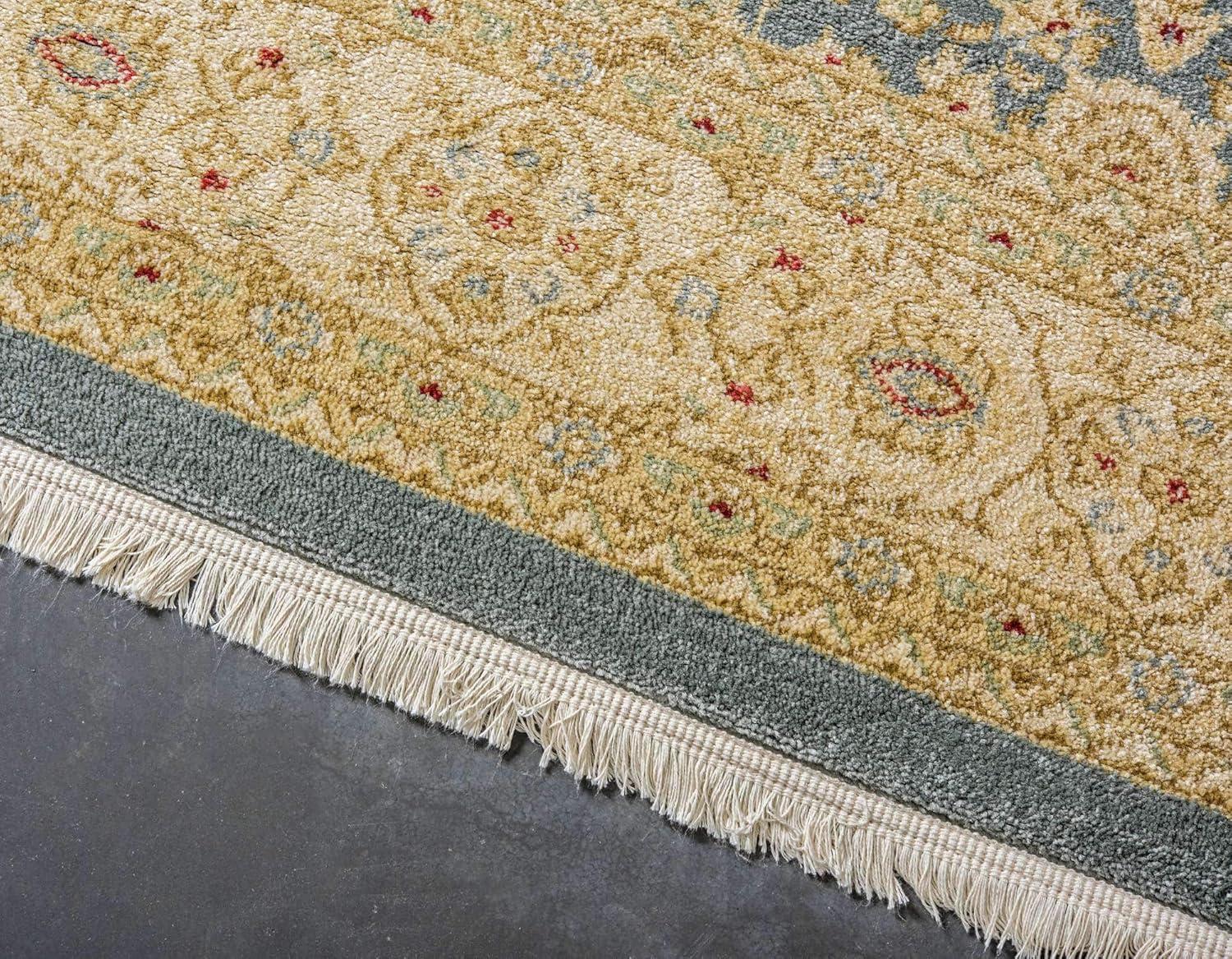 Edinburgh Blue and Beige Rectangular Synthetic Area Rug