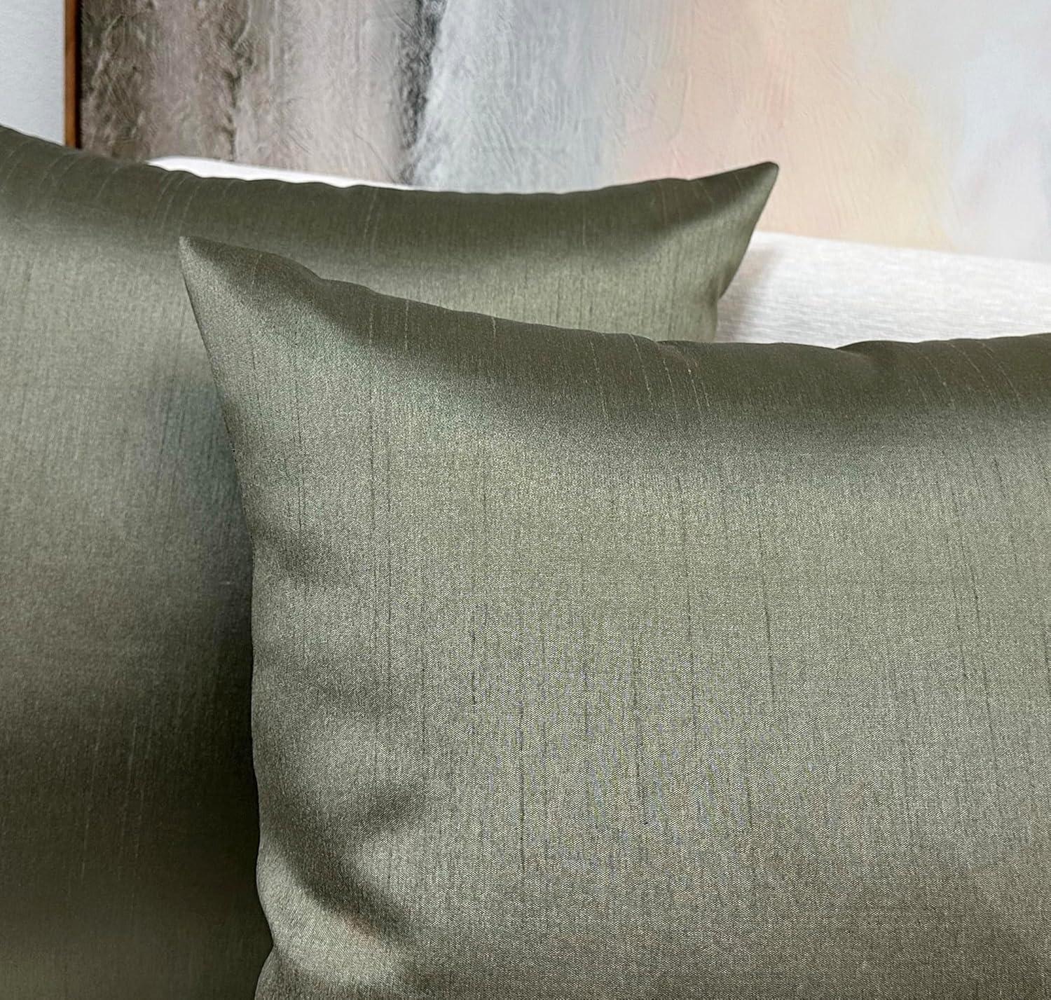 Aiking Home Solid Faux Silk Decorative Throw Pillow COVER 18 by 18 - Sage