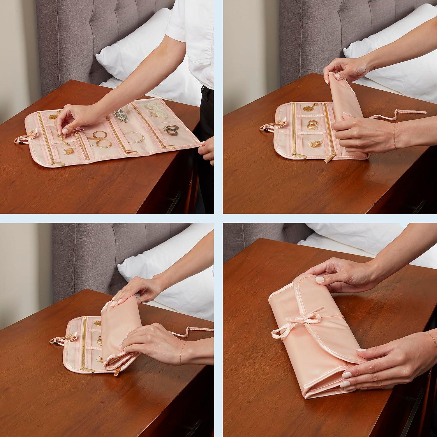 Travel Smart by Conair Travel Jewelry Organizer with 6 Zippered Pockets, Pink