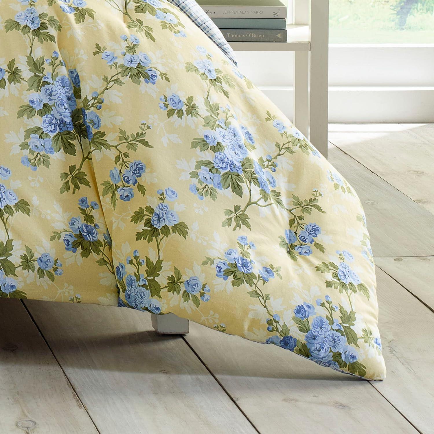 Cassidy Yellow and Blue Floral Cotton King Duvet Cover Set