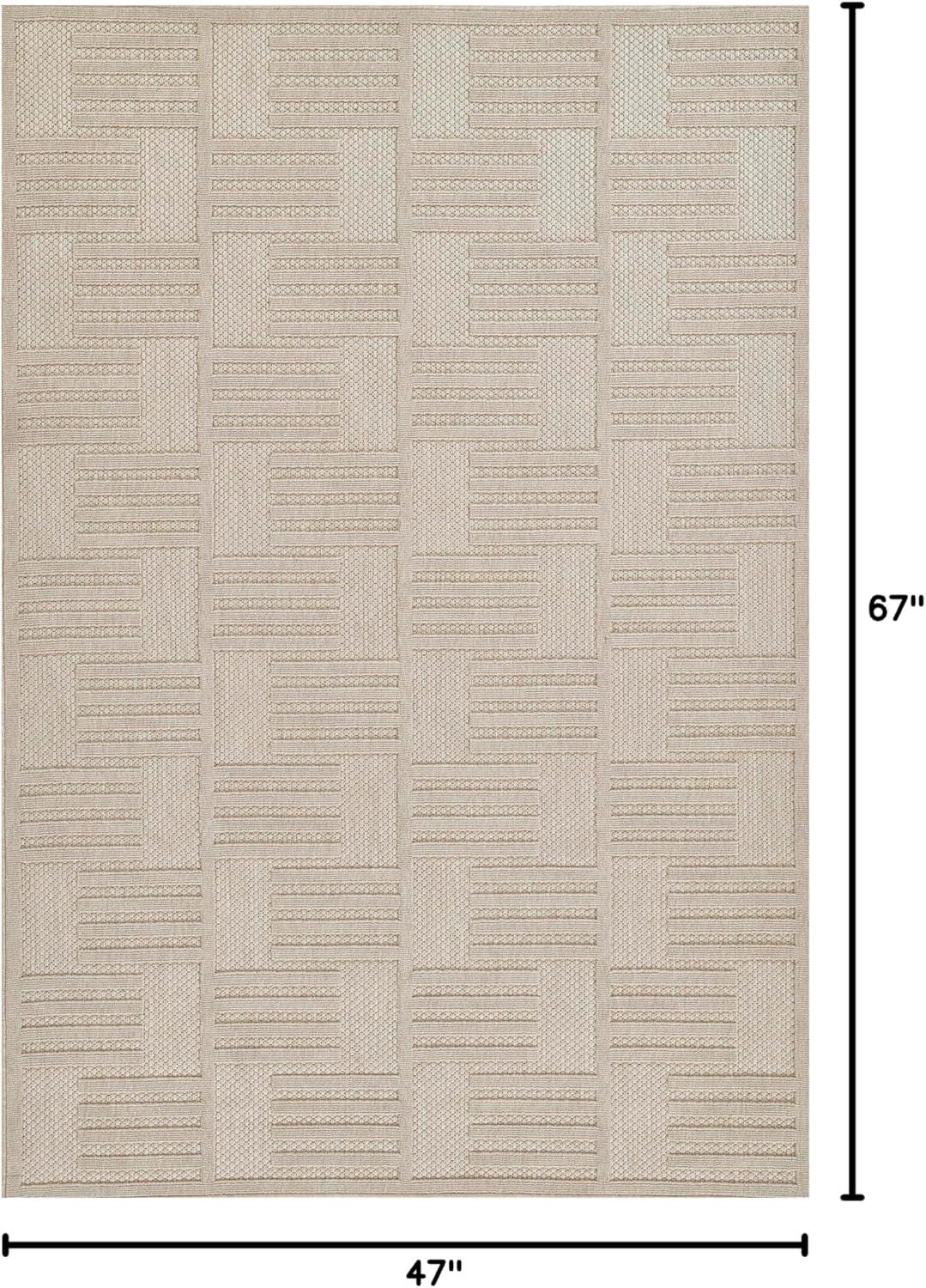 Momeni Dante Geometric Machine Loomed Indoor/Outdoor Rug Beige